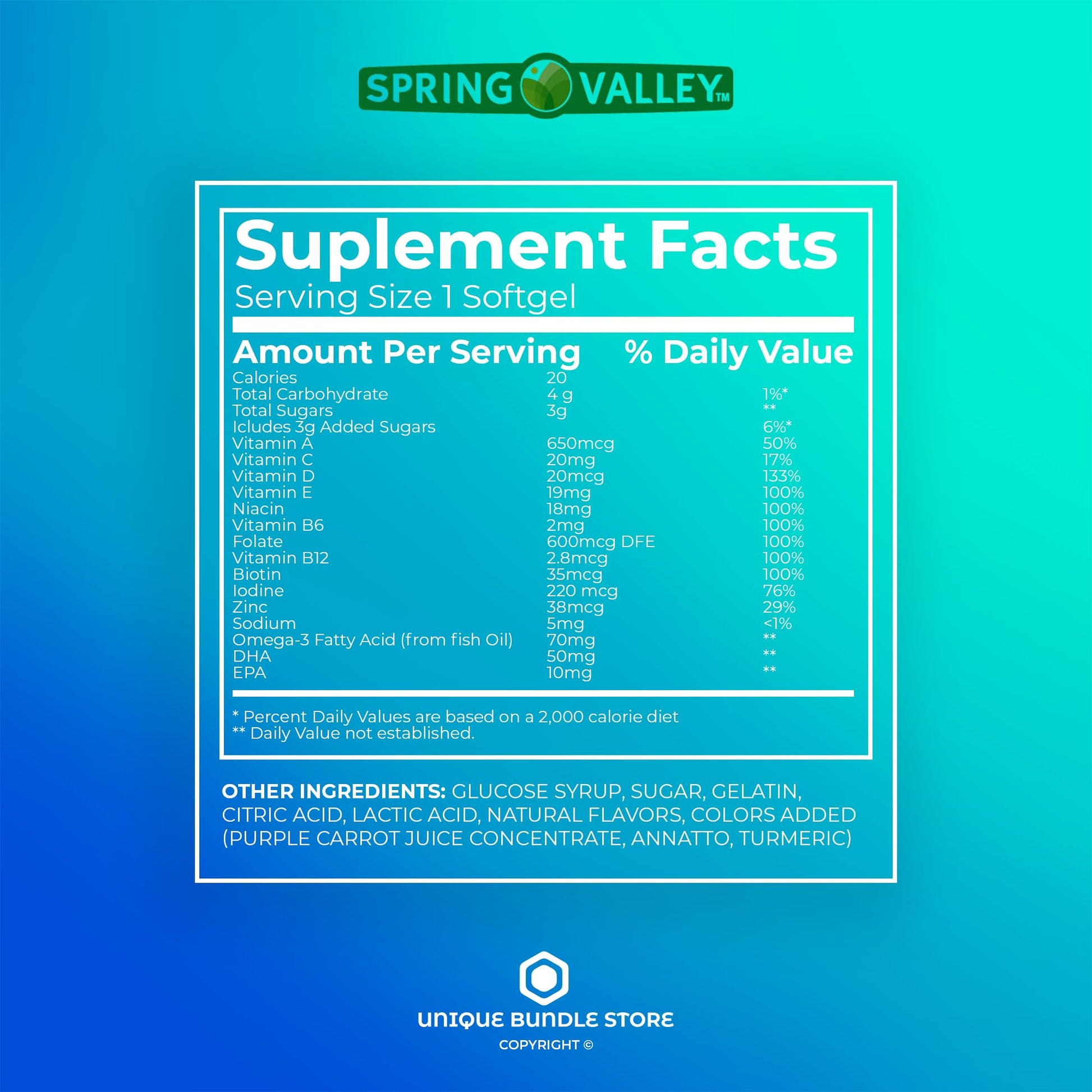 Spring Valley, Prenatal Vitamins Gummies, 90 Count with DHA and Folic Acid Unique Bundle Store