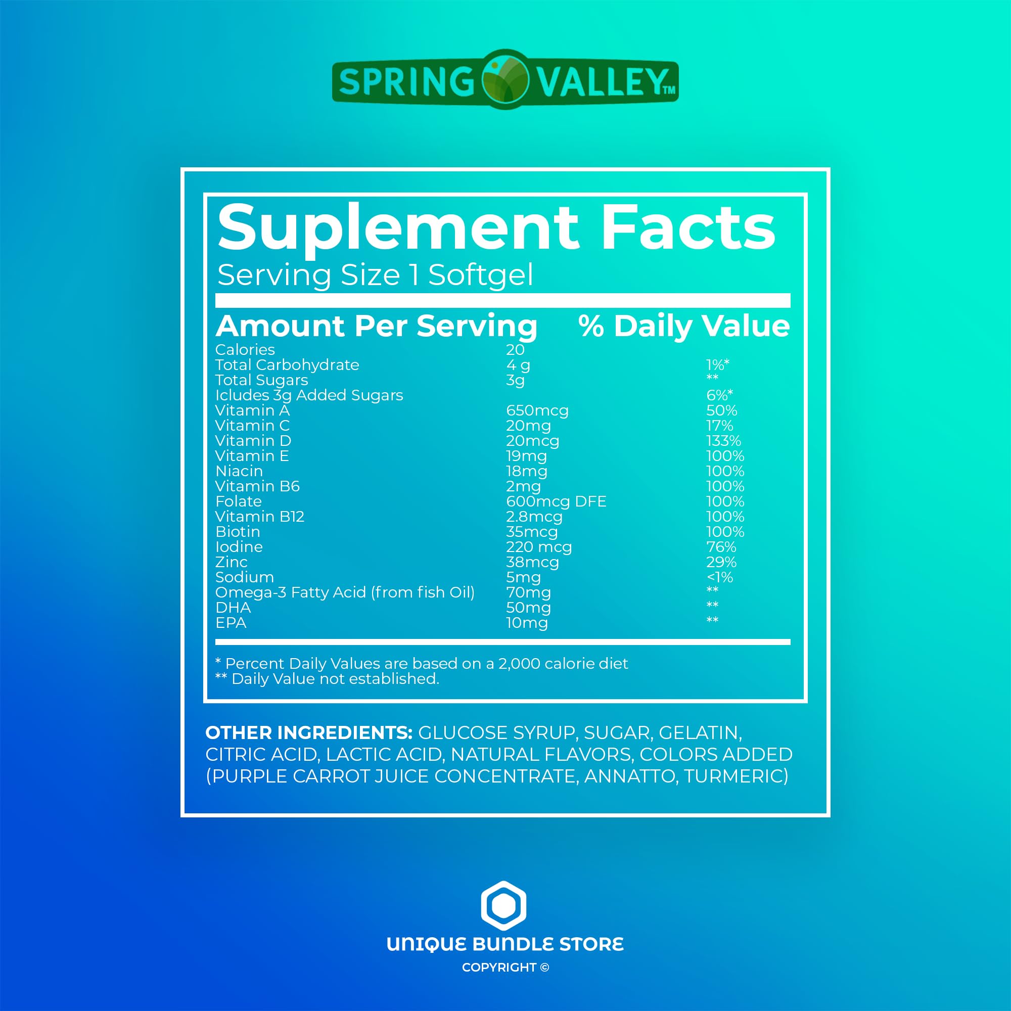 Spring Valley, Prenatal Vitamins Gummies, 90 Count with DHA and Folic Acid Unique Bundle Store