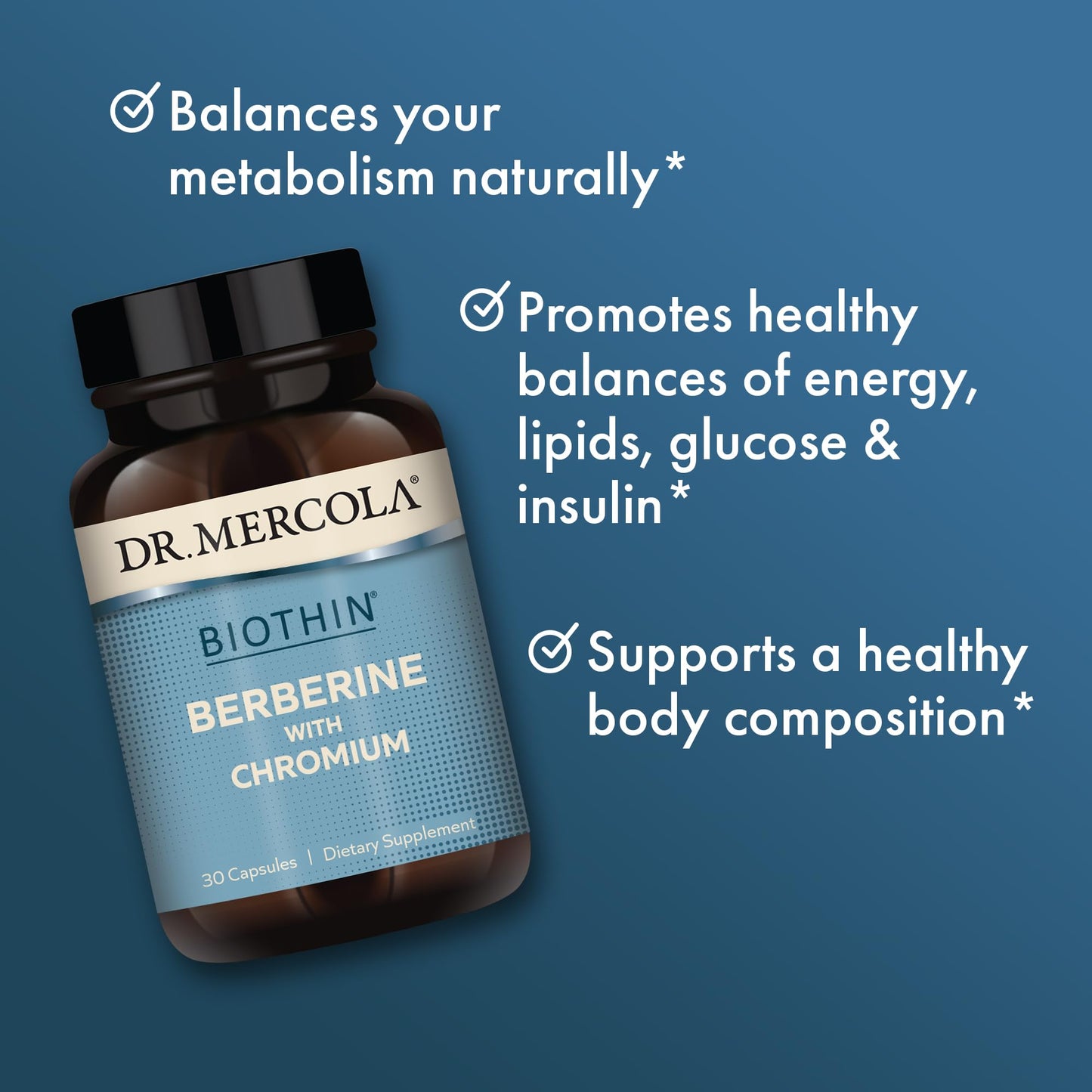 Dr. Mercola Biothin Berberine with Chromium, 30 Servings (30 Capsules), Dietary Supplement