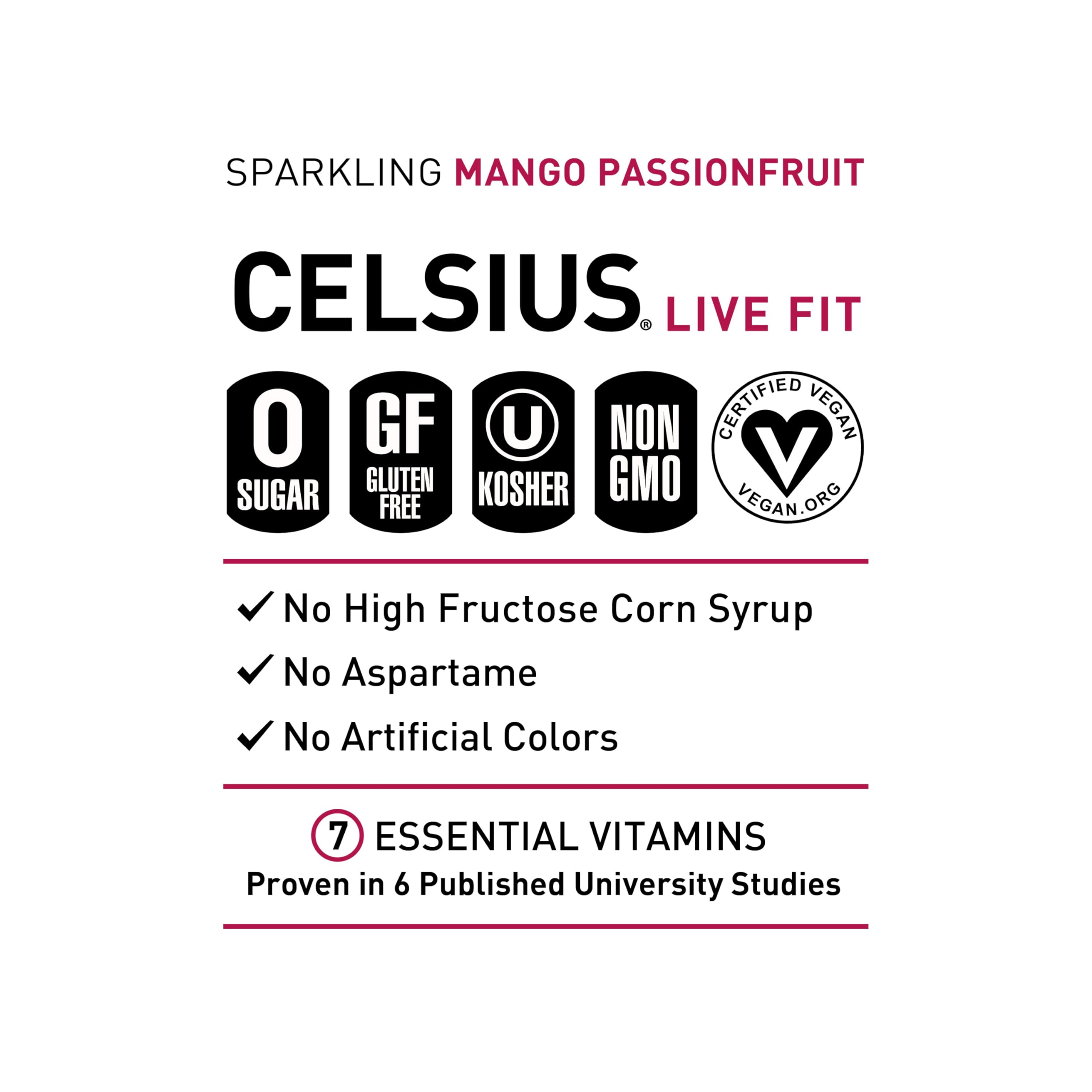 CELSIUS Sparkling Mango Passionfruit, Functional Essential Energy Drink 12 Fl Oz CELSIUS