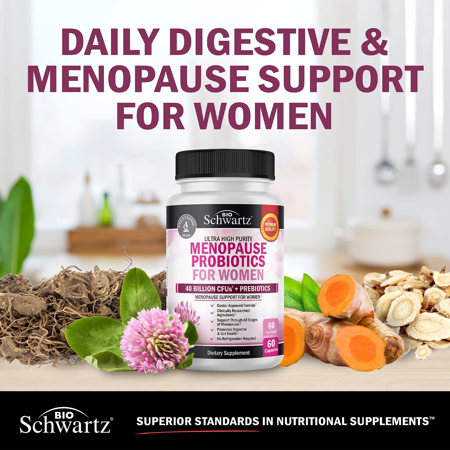 Menopause Support Probiotics for Women - Unique Menopause Relief for Hot Flashes BioSchwartz