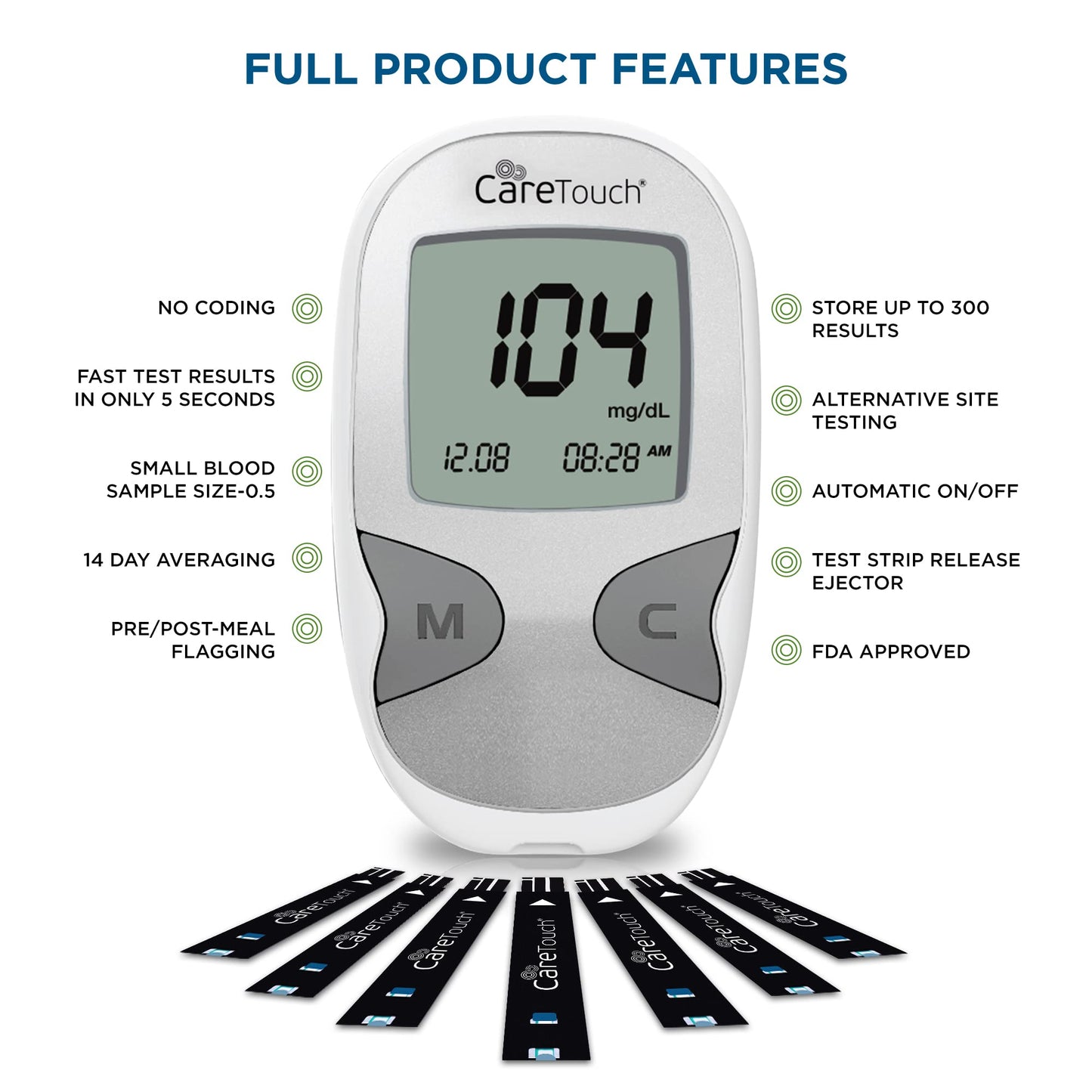 Care Touch Blood Glucose Meter Kit - Diabetes Testing Kit with Glucometer