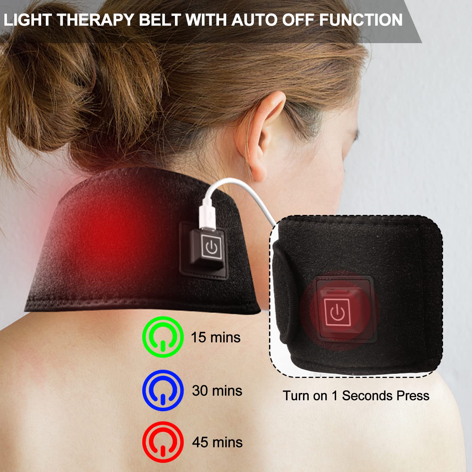 Red Light Therapy Belt for Neck, Infrared Light Therapy Flexible Wearable Wrap Pad LitePow