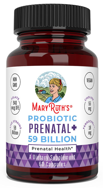 MaryRuth's Prenatal Vitamins and Probiotics | 59 Billion CFU | Vitamin D3 | B12 | Iron | Folate | Selenium
