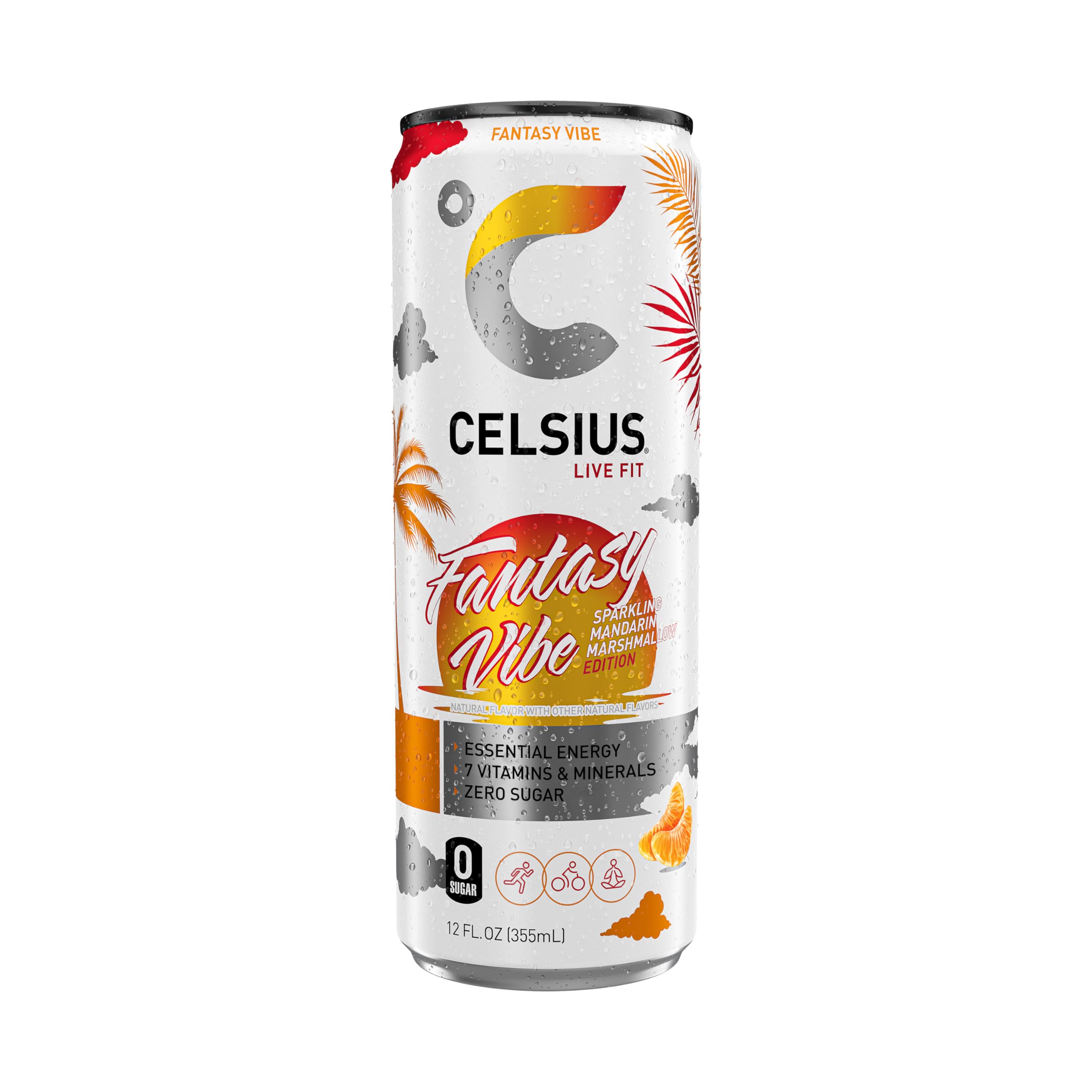 CELSIUS Sparkling Fantasy Vibe, Functional Essential Energy Drink, 12 Fl Oz (Pack of 12) CELSIUS
