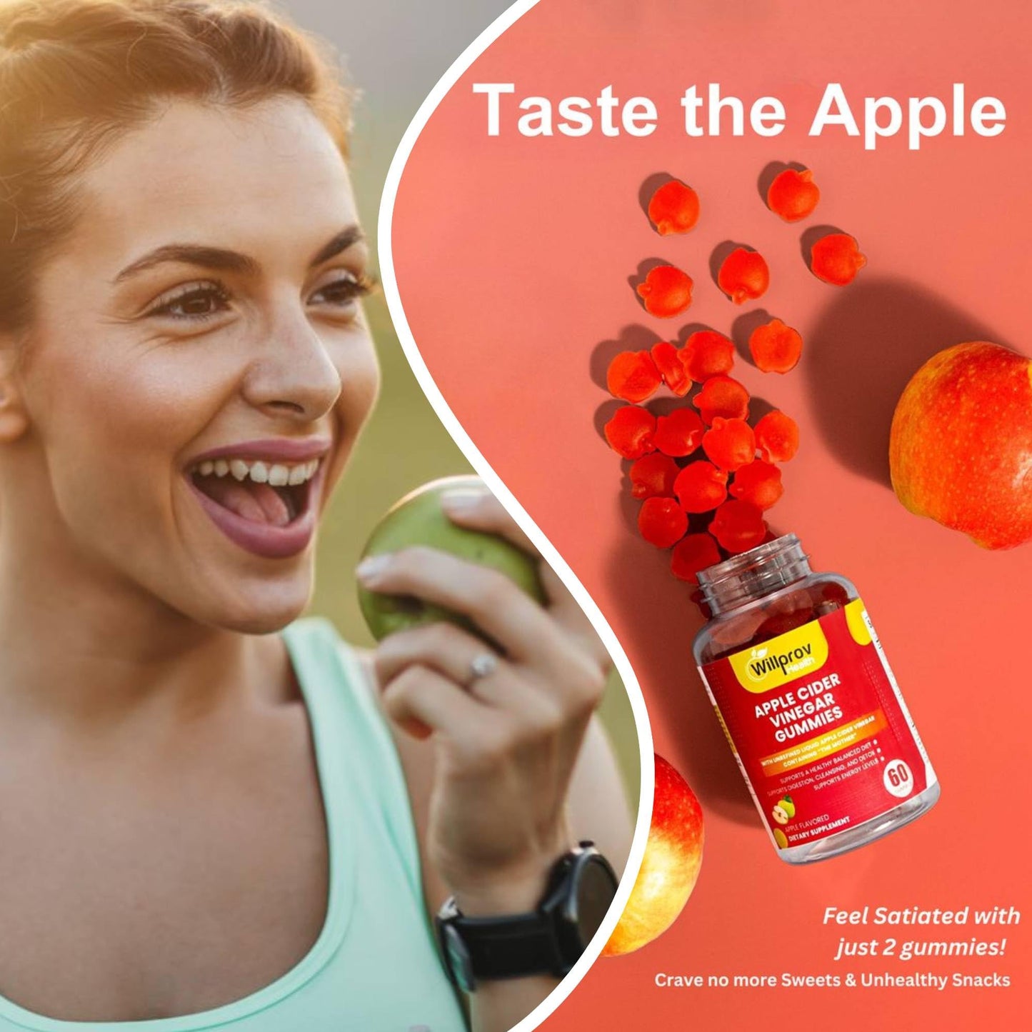 Willprov Health Apple Cider Vinegar Gummies - 1000mg ACV with Mother for Metabolism