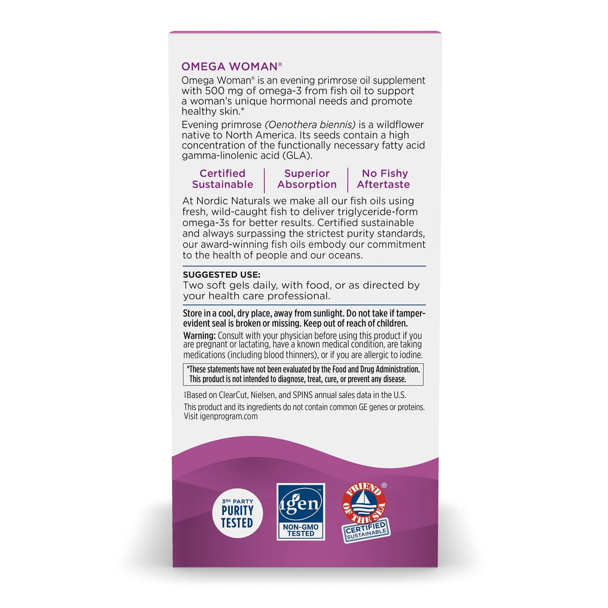 Nordic Naturals Omega Woman, Lemon - 120 Soft Gels - 500 mg Omega-3 + 800 mg Evening Nordic Naturals