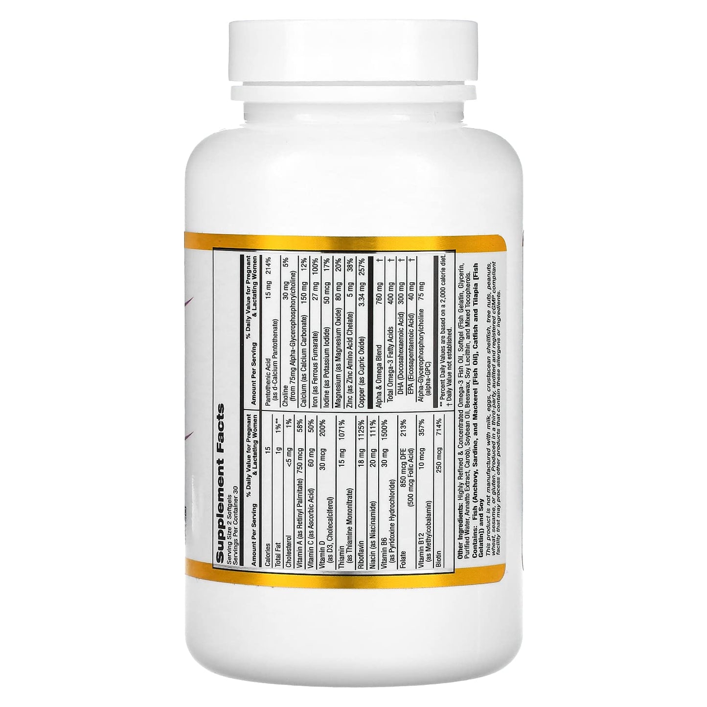 California Gold Nutrition Prenatal MultiVitamin, 60 Fish Gelatin Softgel