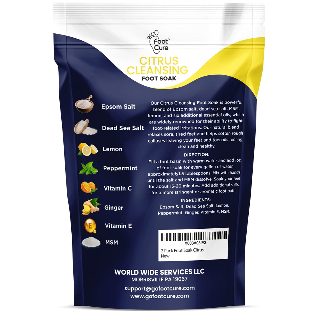 Citrus Detox Foot Soak With Epsom Salts - for Foot Callus, Immune Boost, Damaged Toenail