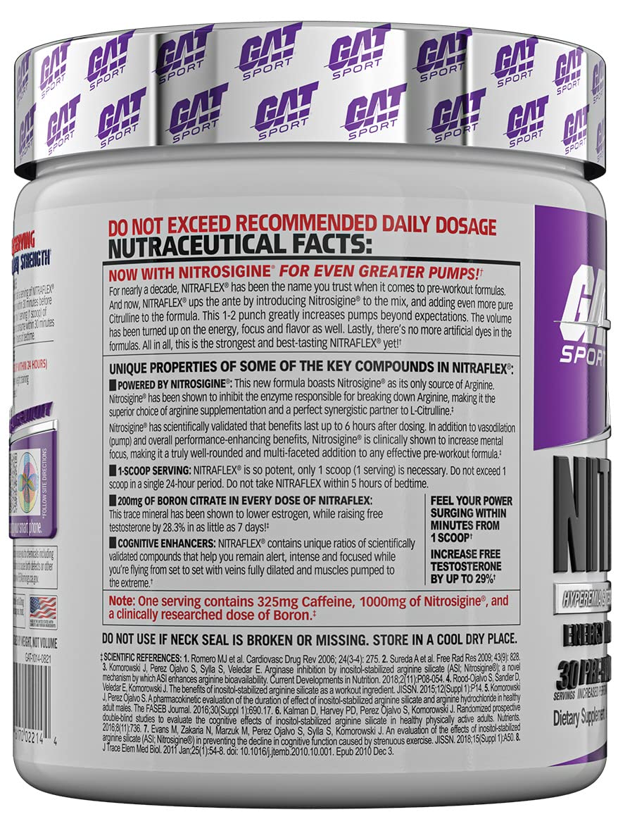 GAT SPORT, Nitraflex Advanced Pre-Workout Powder, Increases Blood Flow, Boosts Strength
