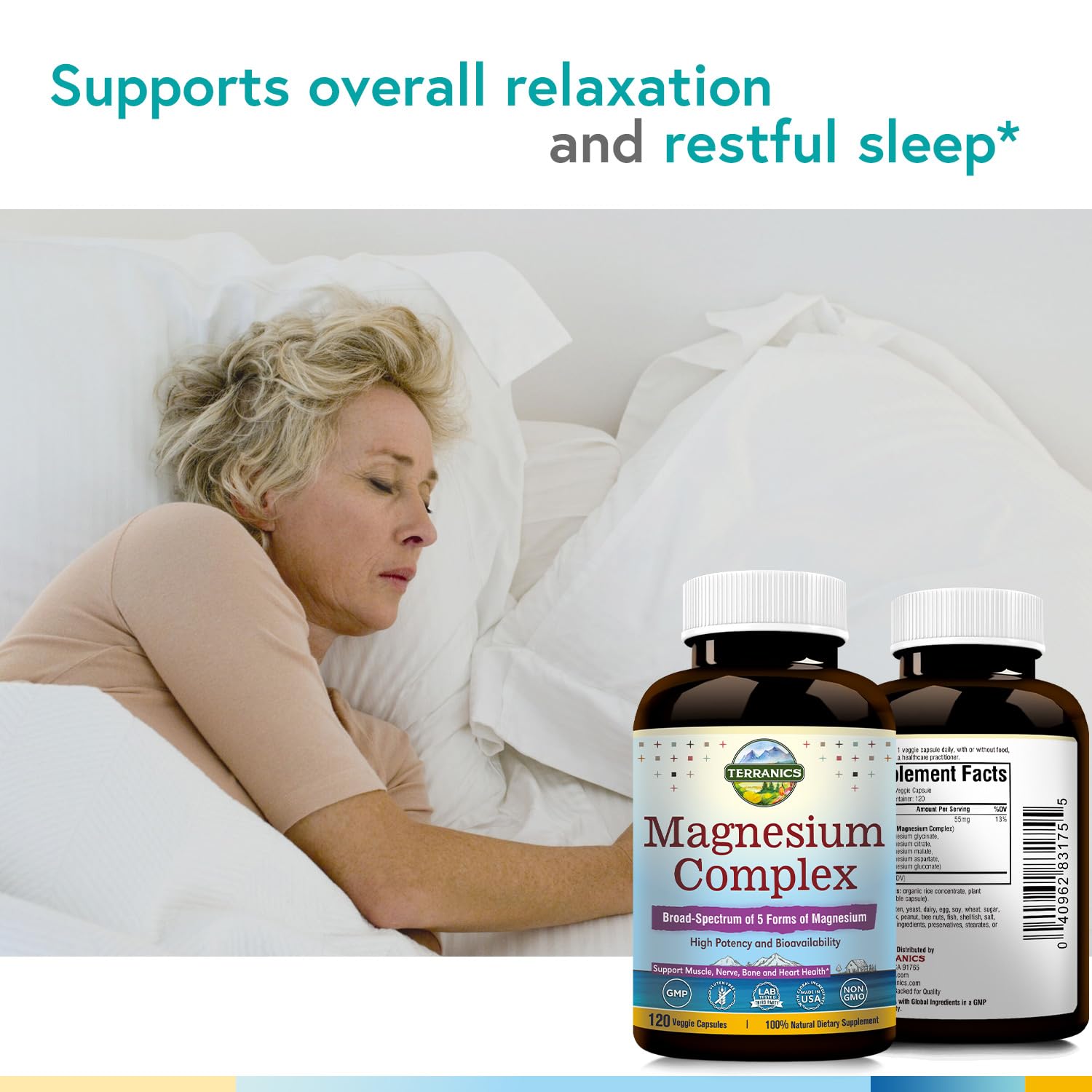 Terranics Magnesium Complex, Total 240 Capsules, Max Absorption, Glycinate, Citrate Terranics