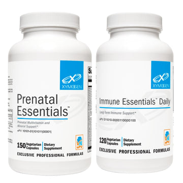 XYMOGEN Prenatal (150 Capsules) + Immune Essentials Daily (120 Capsules) 2-Product Bundle