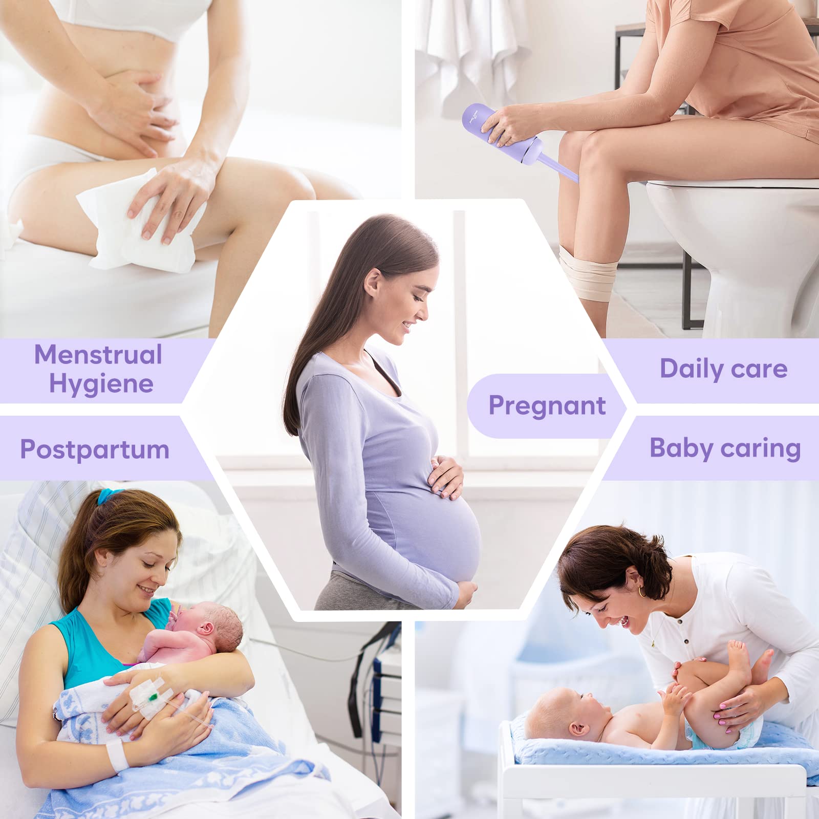 Portable Peri Bottle for Postpartum & Perineal Care: Easy@Home Handheld Bidet Perfect for Personal Easy@Home