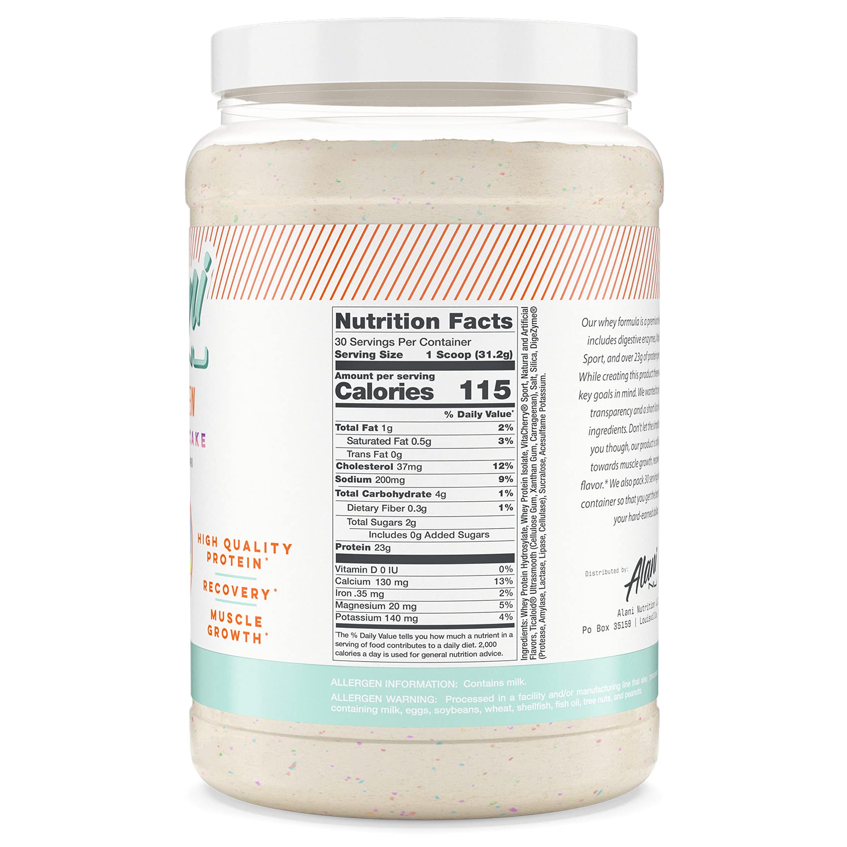 Alani Nu Whey Protein Powder Confetti Cake | 23g Protein with Low Sugar & Digestive Enzymes Alani Nu