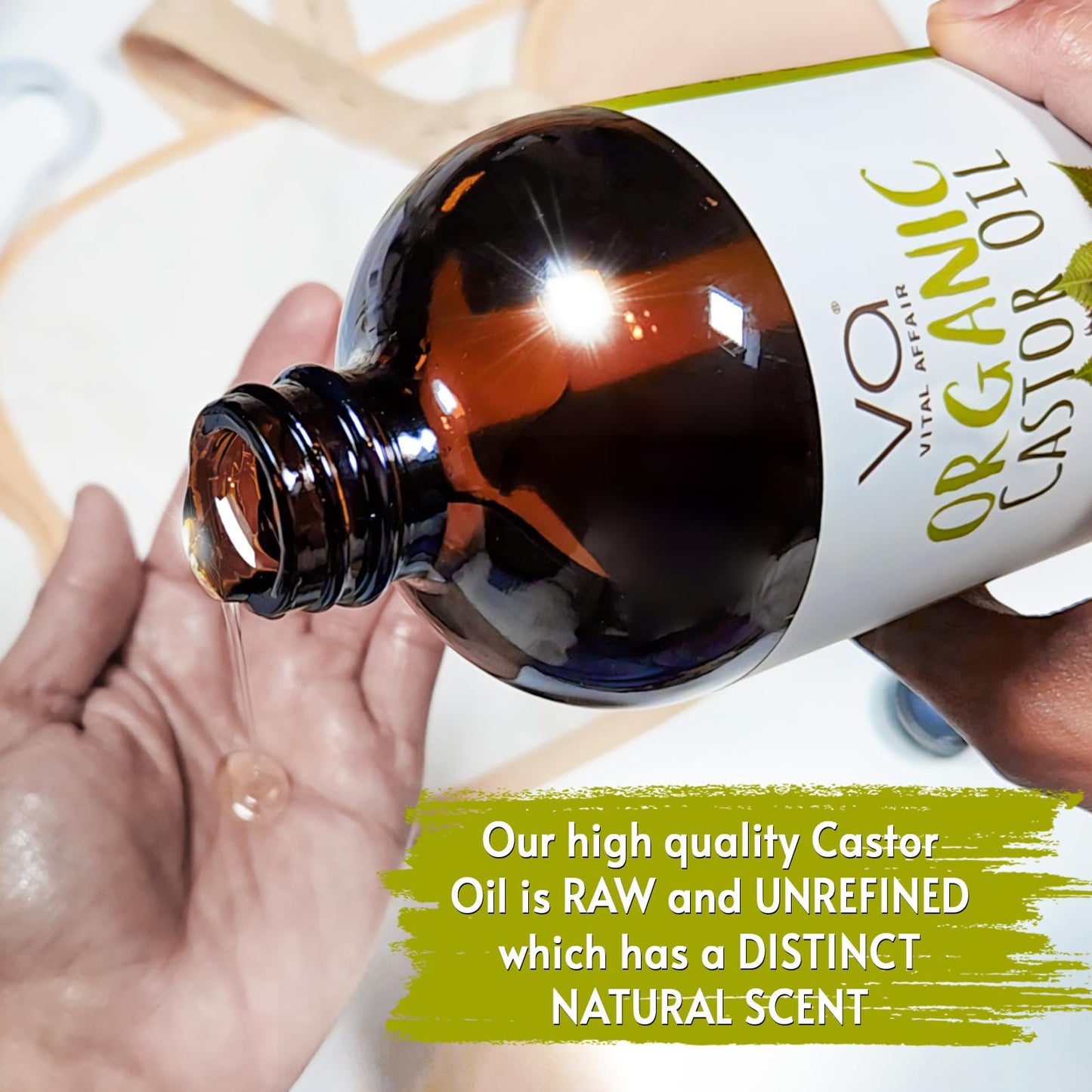 VITAL AFFAIR Castor Oil Organic Cold Pressed Unrefined Glass Bottle- USDA Certified Organic Castor Oil