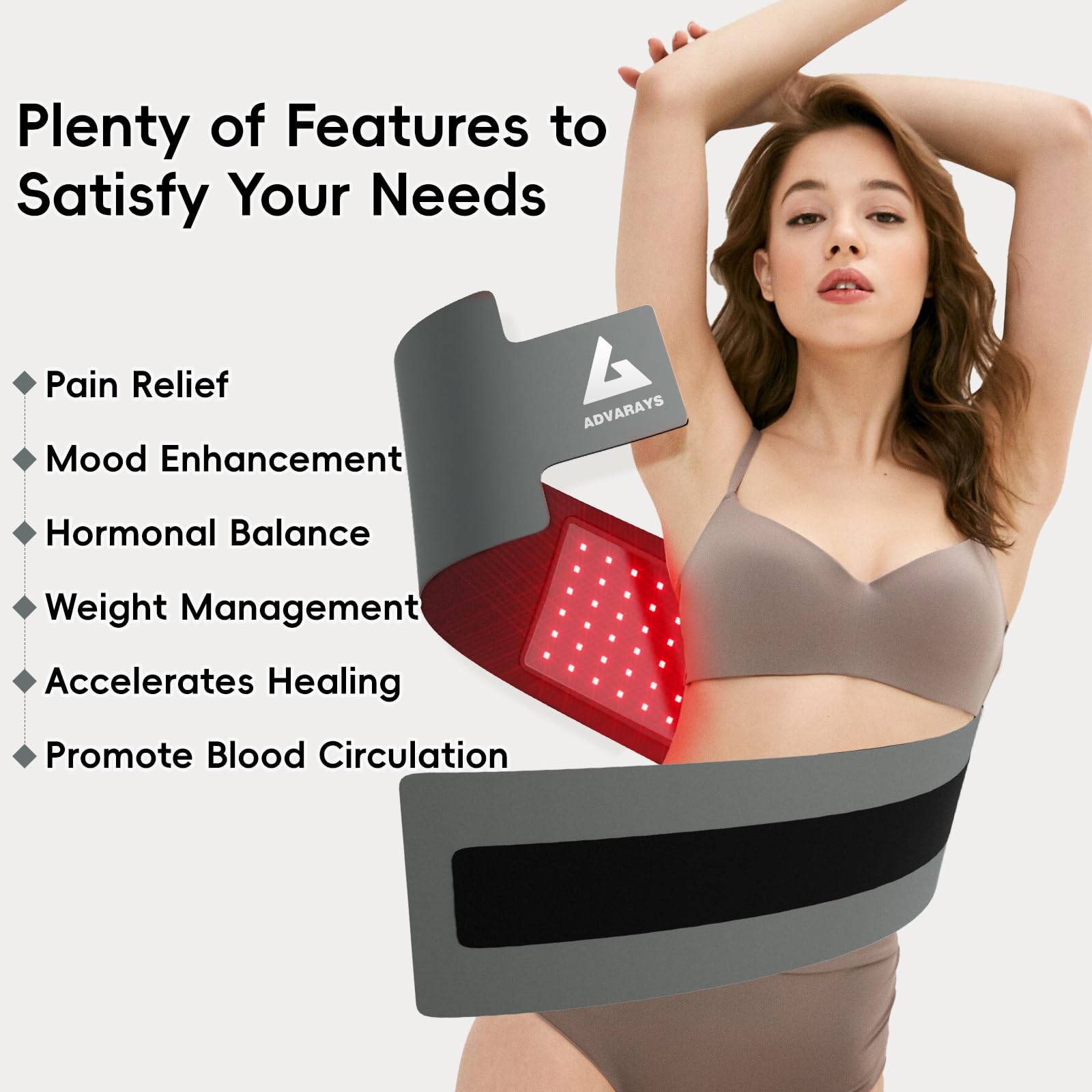 Red Light Therapy Infrared Belt: Pain Relief Body Pad 100 LEDs Red Light Therapy Belt ADVARAYS