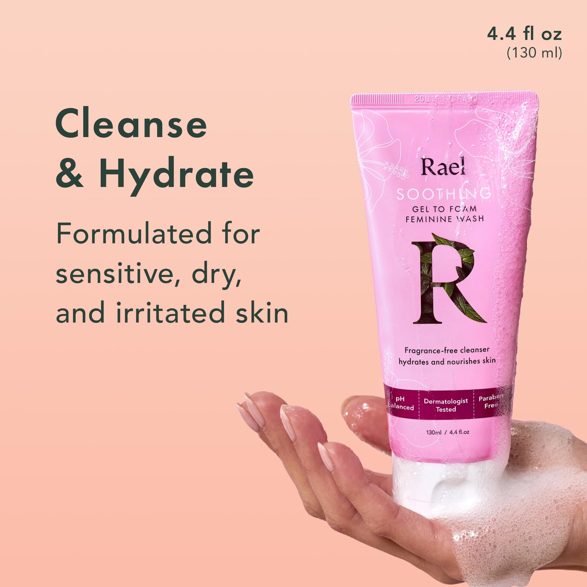 Rael Feminine Wash, Soothing Gel to Foam Wash - pH Balance Feminine Wash for Women, Intimate Wash Rael