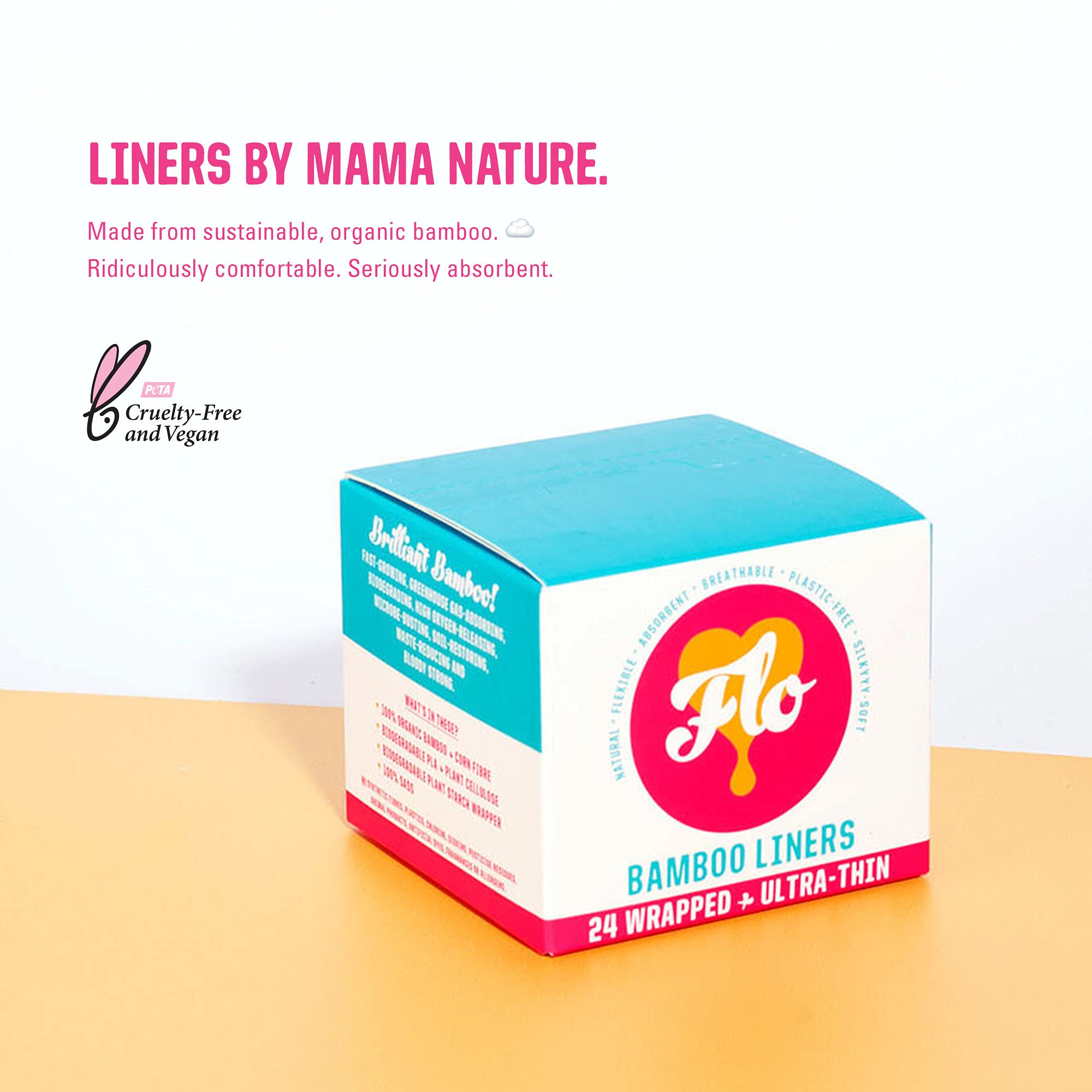 FLO - Organic Bamboo Daily Panty Liners, Plant-Based Cotton, Biodegradable FLO