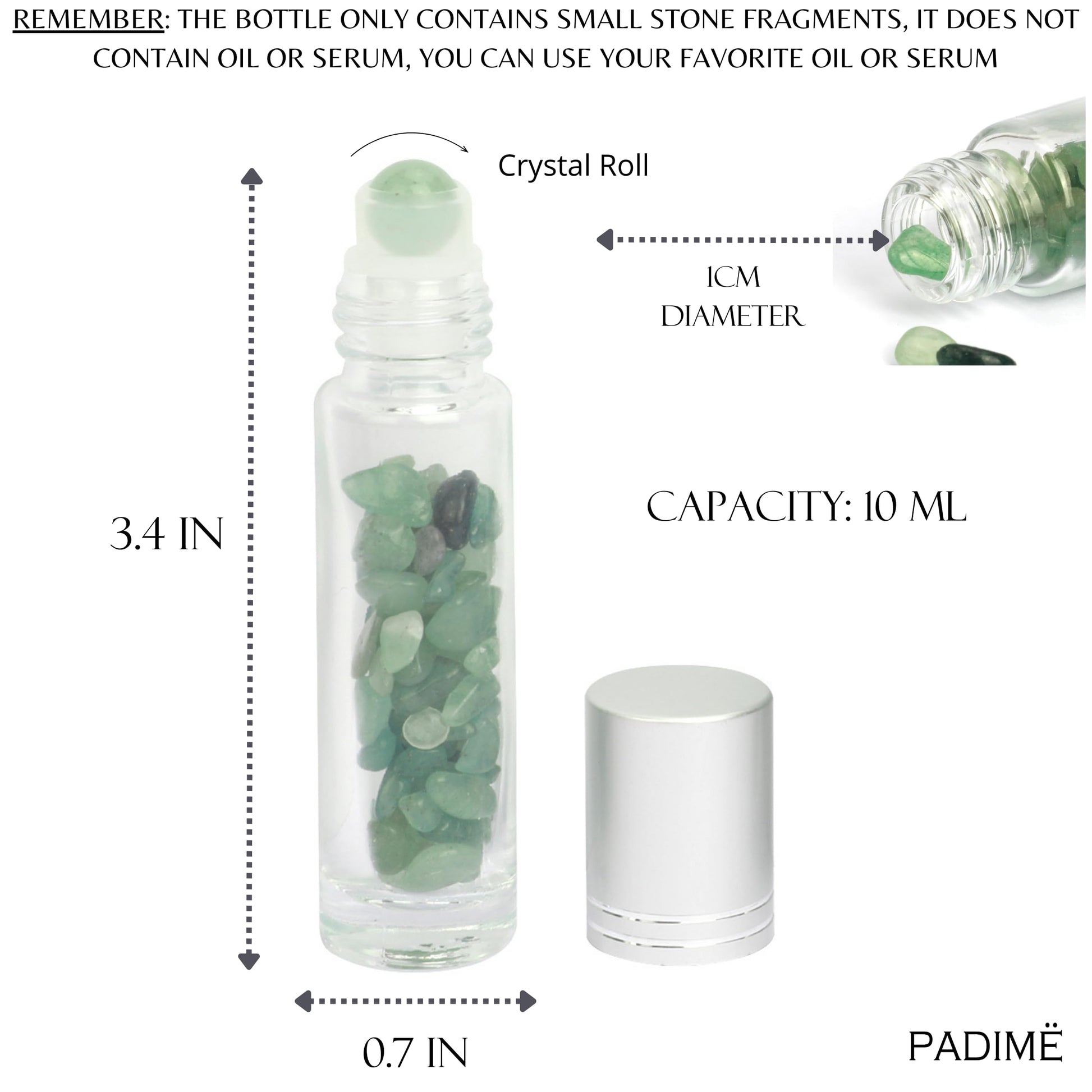 Padime 2 pcs | Premium Set | Real Jade Gua Sha Tool for Facial Skin Care + Glass Bottle for Your Oil Padimë