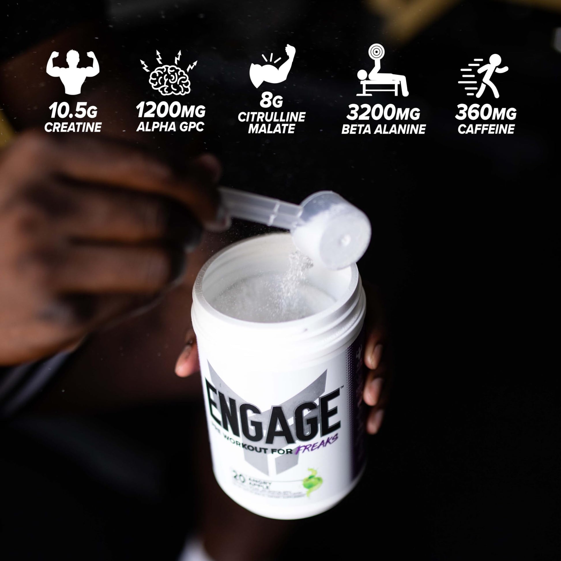 FINAFLEX Engage Pre Workout, Loaded Lemon - Train Harder, Longer & Stronger - Includes Creatine, Beta-Alanine, Alpha GPC, Citrulline & Caffeine - 20 Servings