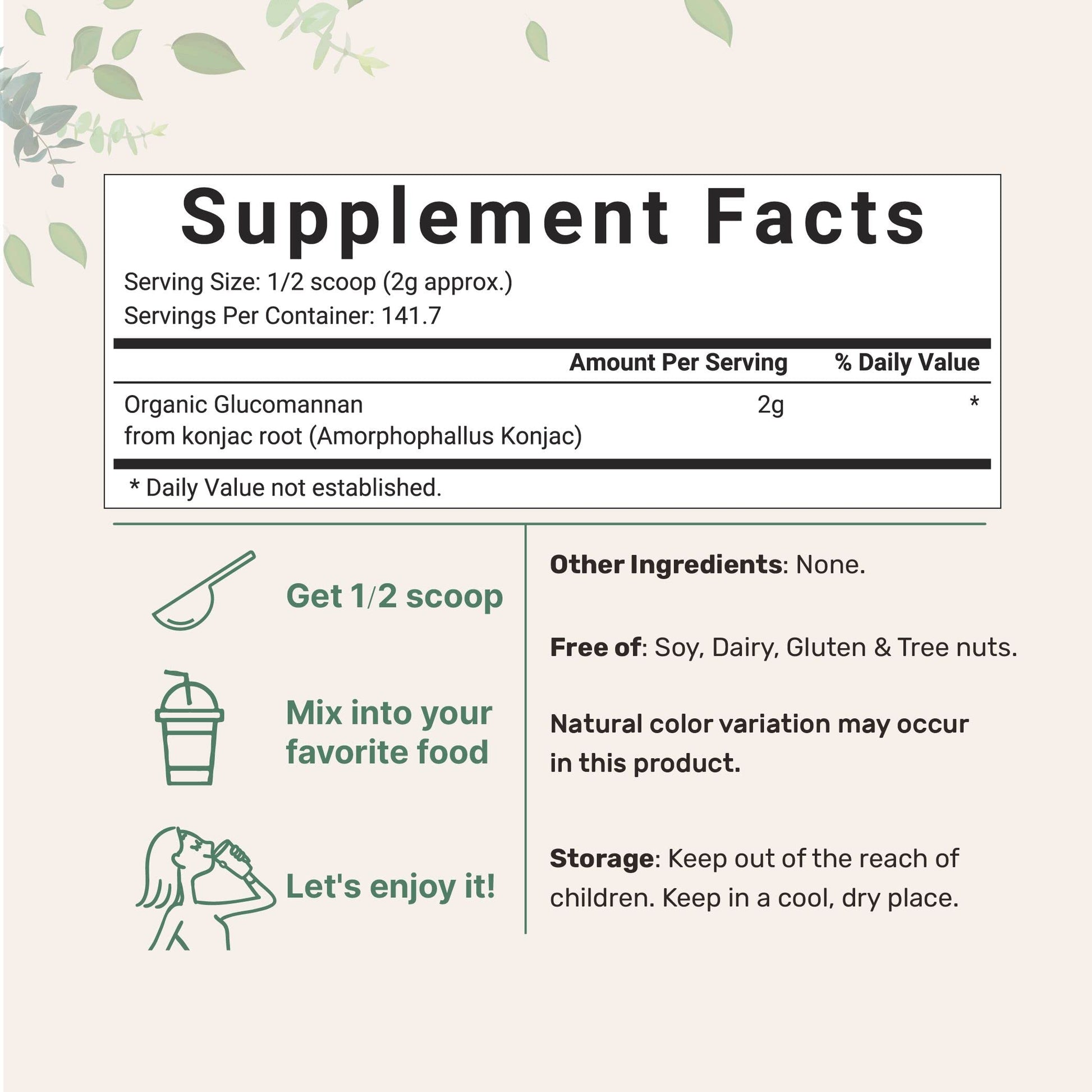 Organic Glucomannan Konjac Root Powder (Konjac Gel Powder), 10 Ounce, Soluble Fiber & Prebiotics Micro Ingredients