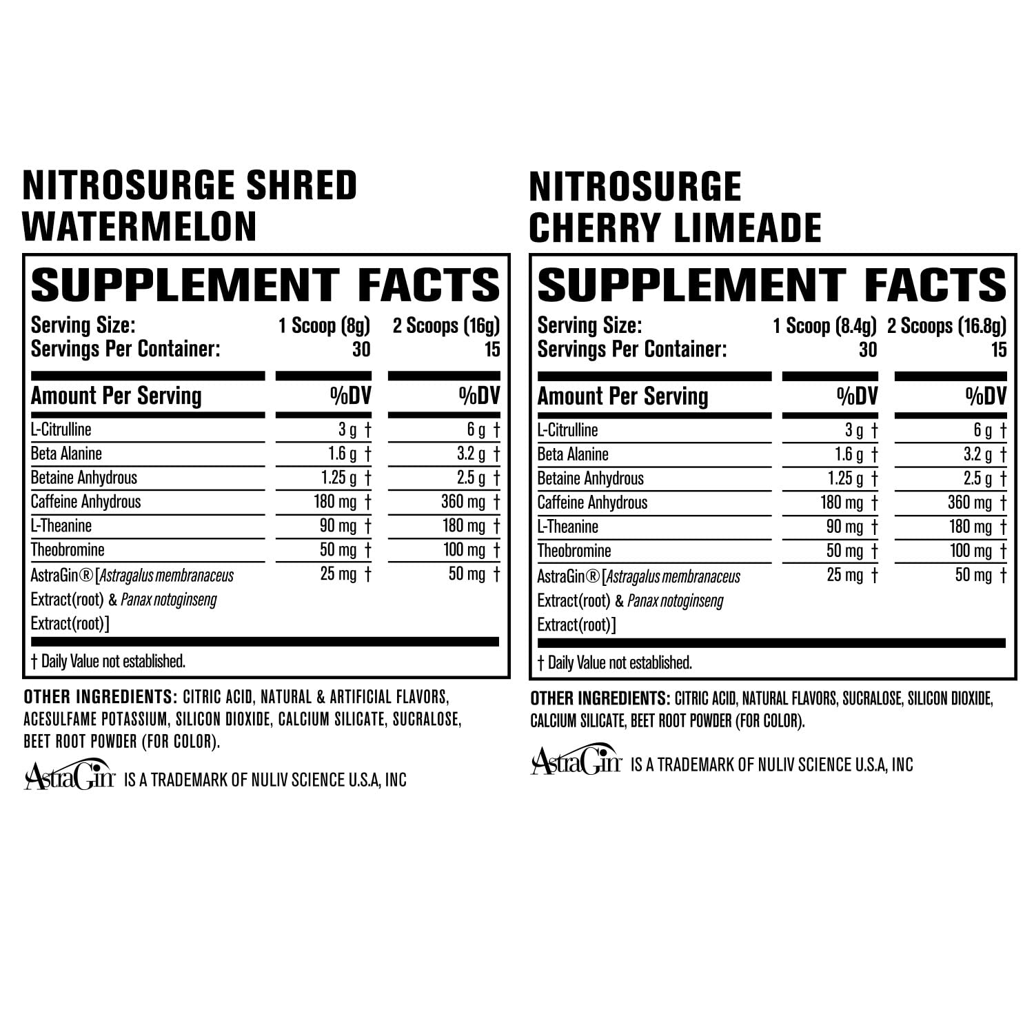 Jacked Factory Nitrosurge Pre-Workout in Cherry Limeade & Watermelon Nitrosurge Shred Thermogenic Pre-Workout for Men & Women