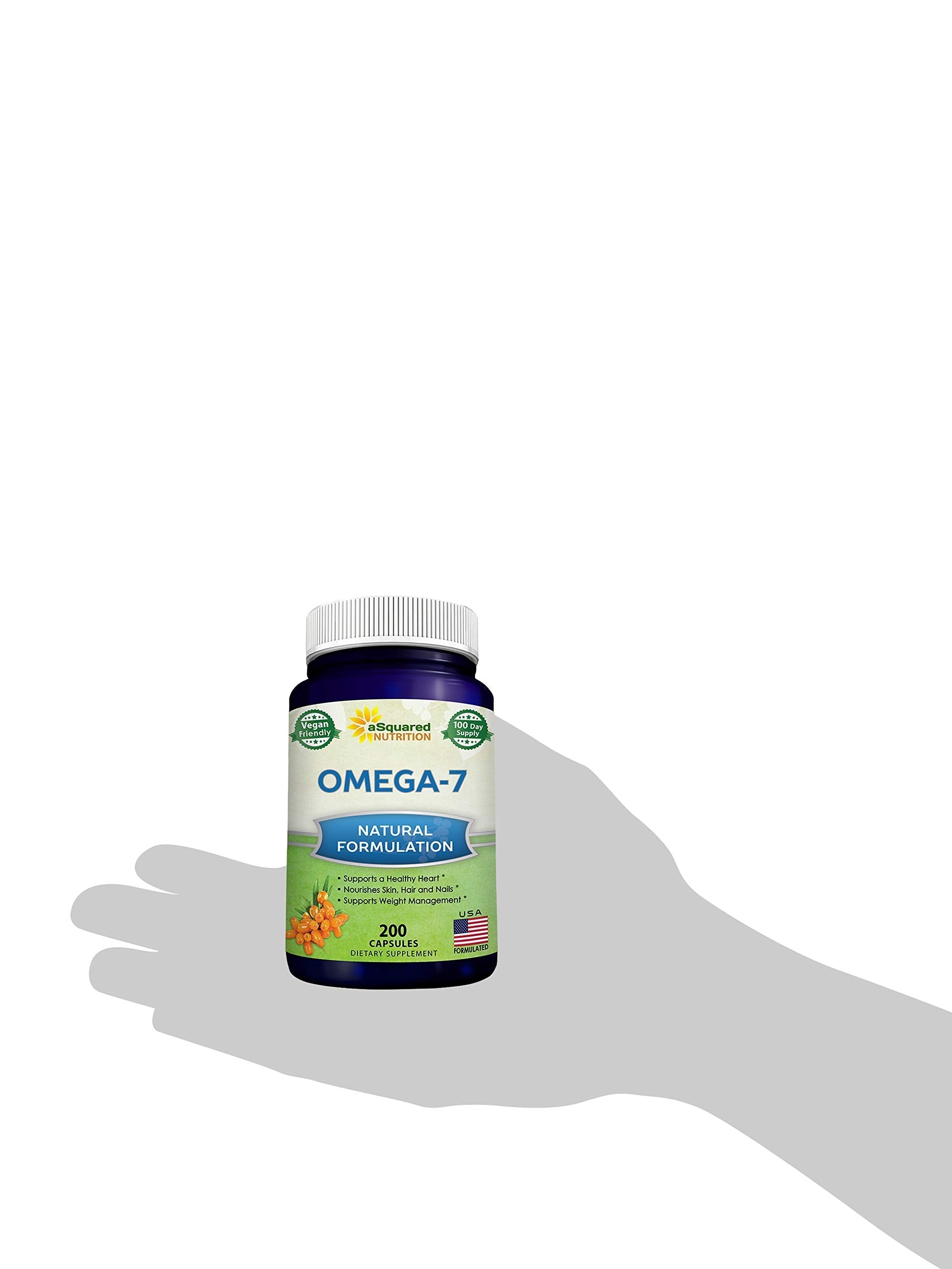 aSquared Nutrition Purified Omega 7 Fatty Acids-200 Capsules from Natural Sea Buckthorn aSquared Nutrition