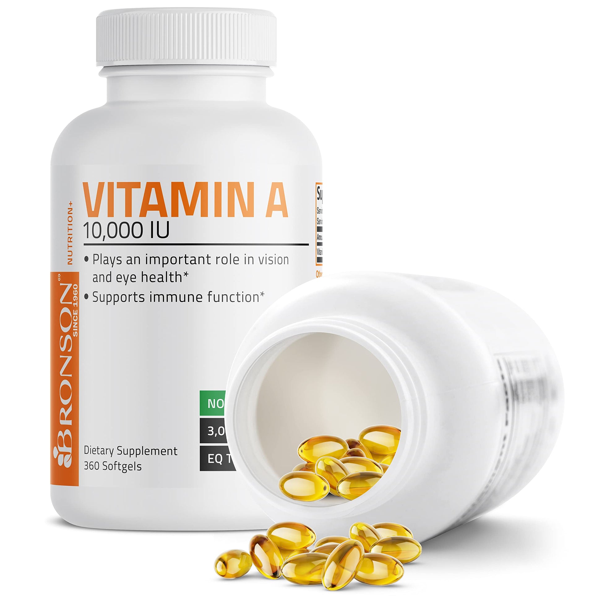 Bronson Vitamin A 10,000 IU Premium Non-GMO Formula Supports Healthy Vision Bronson