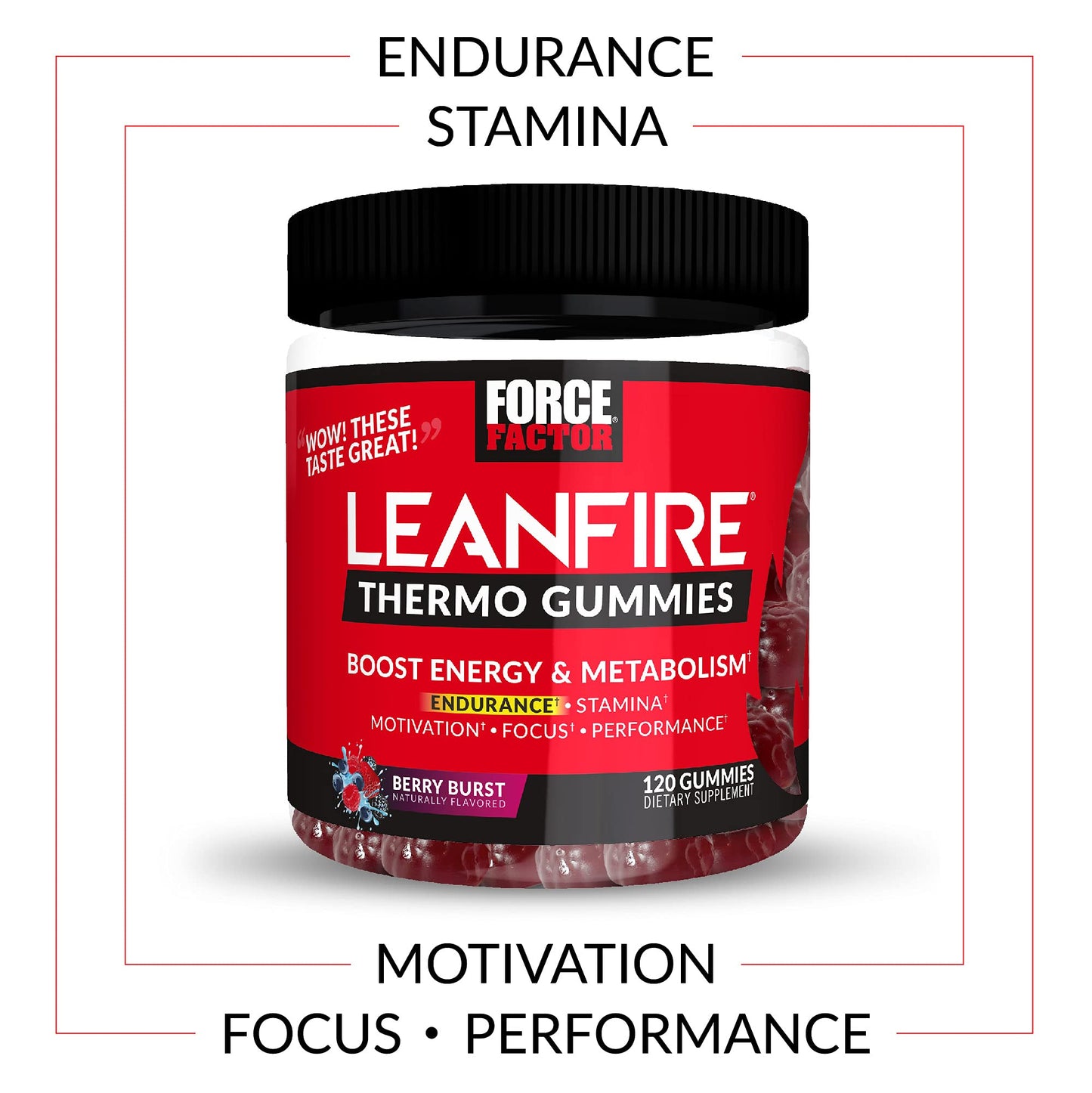 Force Factor LeanFire Thermo Gummies with B12 Vitamins, Caffeine, & Green Coffee Bean
