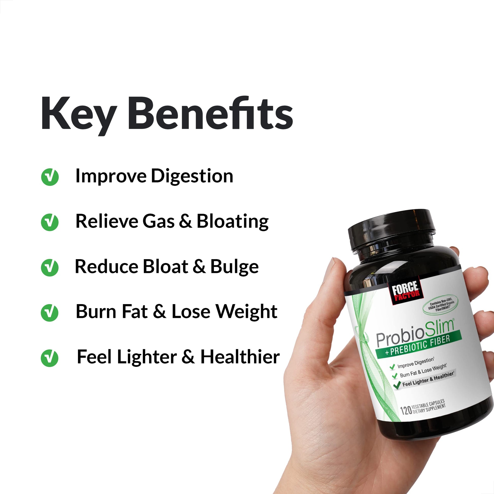 Force Factor ProbioSlim + Prebiotic Fiber Weight Loss Supplement for Women and Men Force Factor