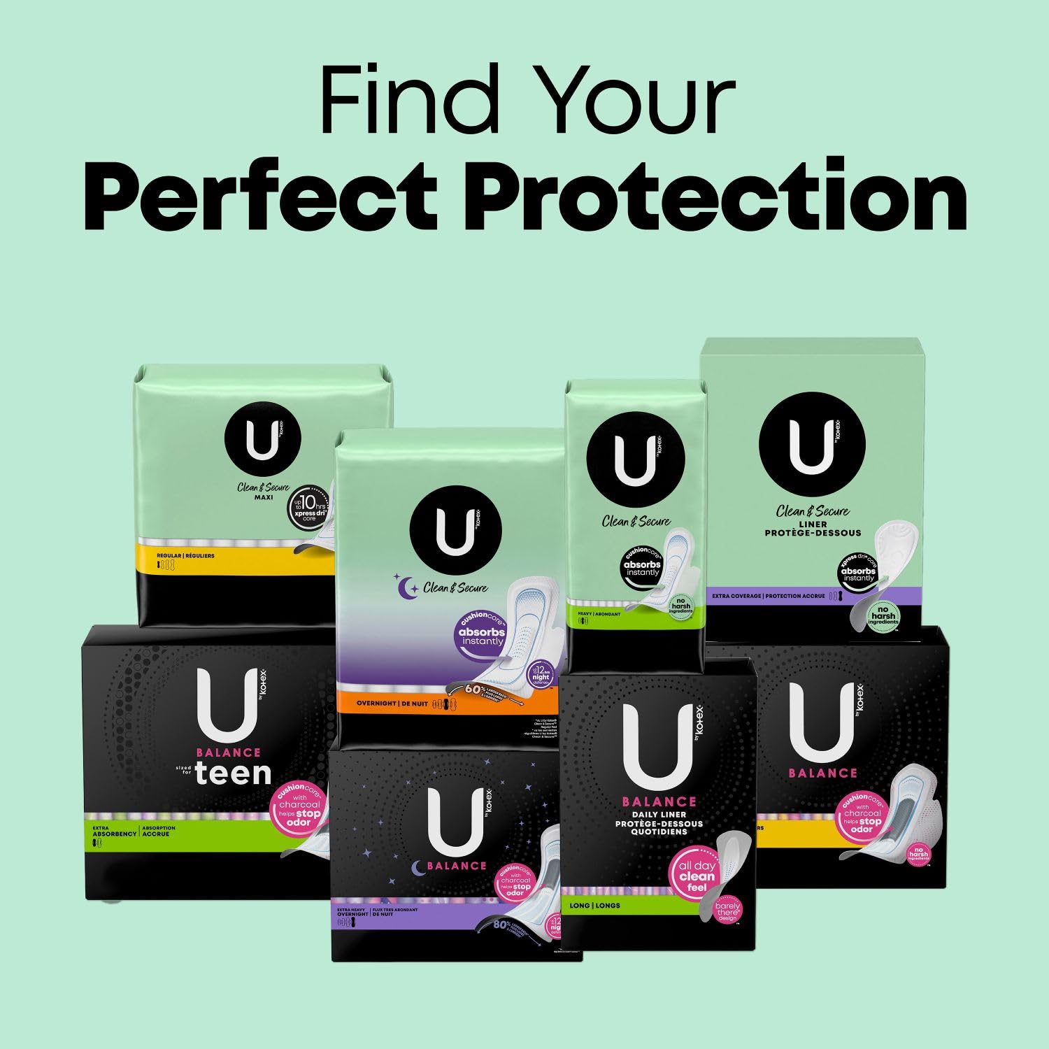 U by Kotex Clean & Secure Panty Liners, Light Absorbency, Regular Length, 516 Count U by Kotex