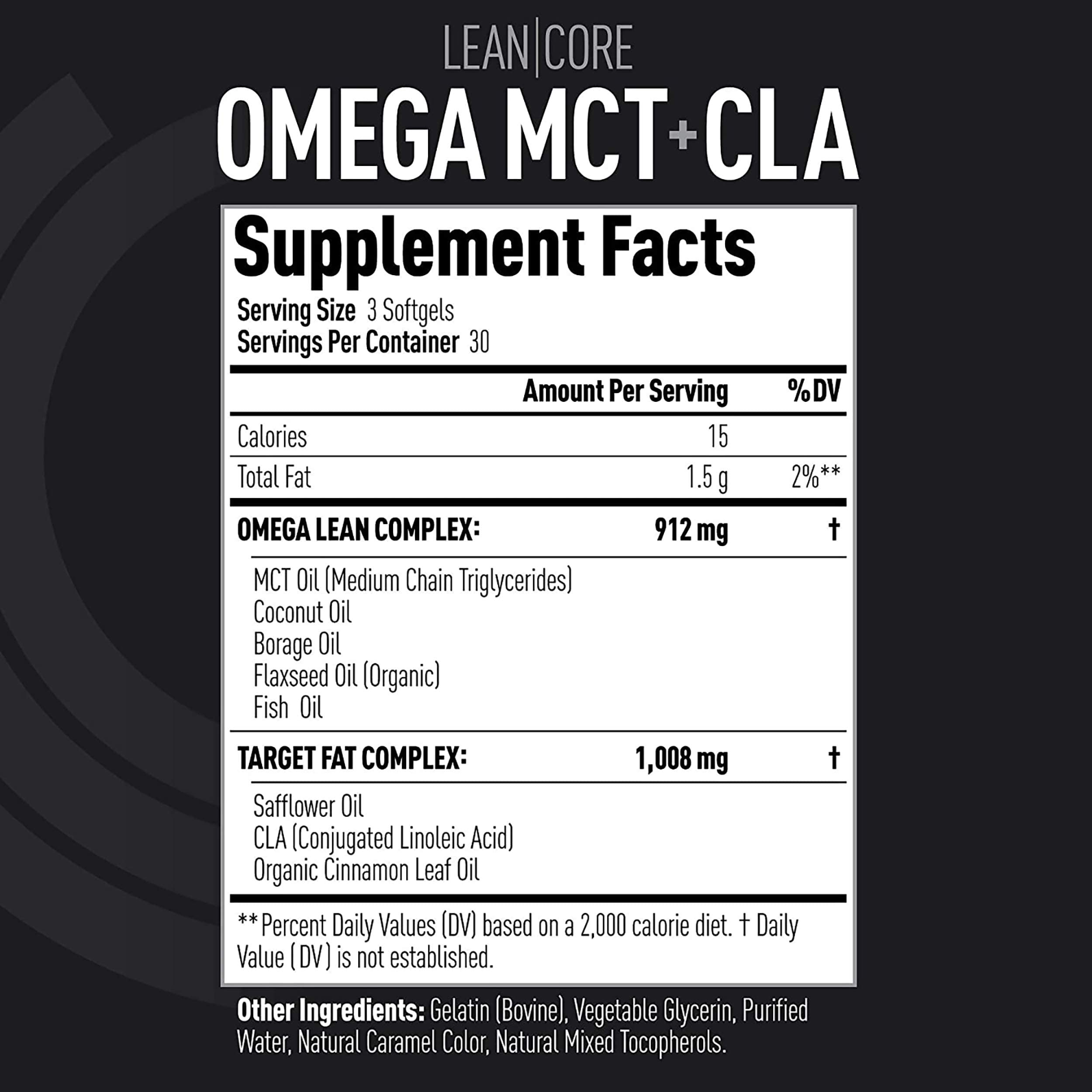 Lean CORE Omega MCT + CLA - Stimulant Free Health Formula, Lean Muscle & Toned