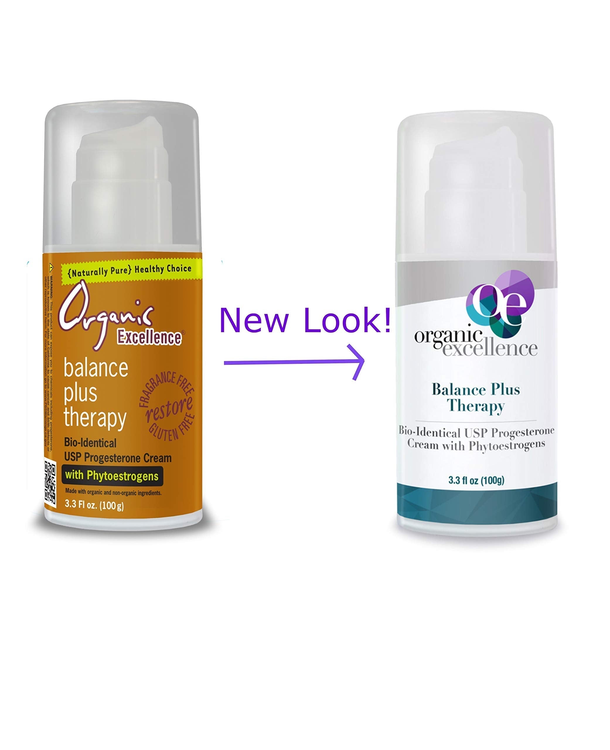 Organic Excellence Balance Plus Therapy Bio-Identical Progesterone Cream with Phytoestrogens - 3 oz Organic Excellence