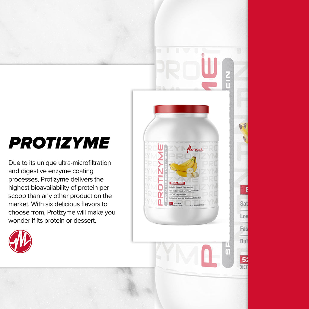 Metabolic Nutrition, Protizyme, 100% Whey Protein Powder, High Protein, Low Carb Metabolic Nutrition