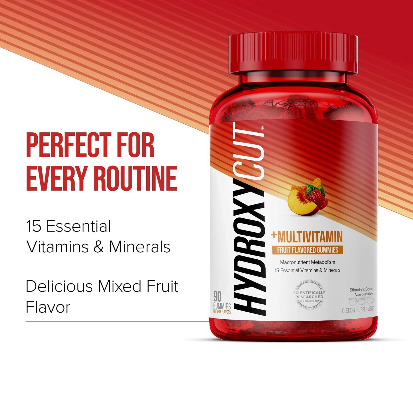Hydroxycut Caffeine-Free Gummy for Women & Men 15 Essential Vitamins