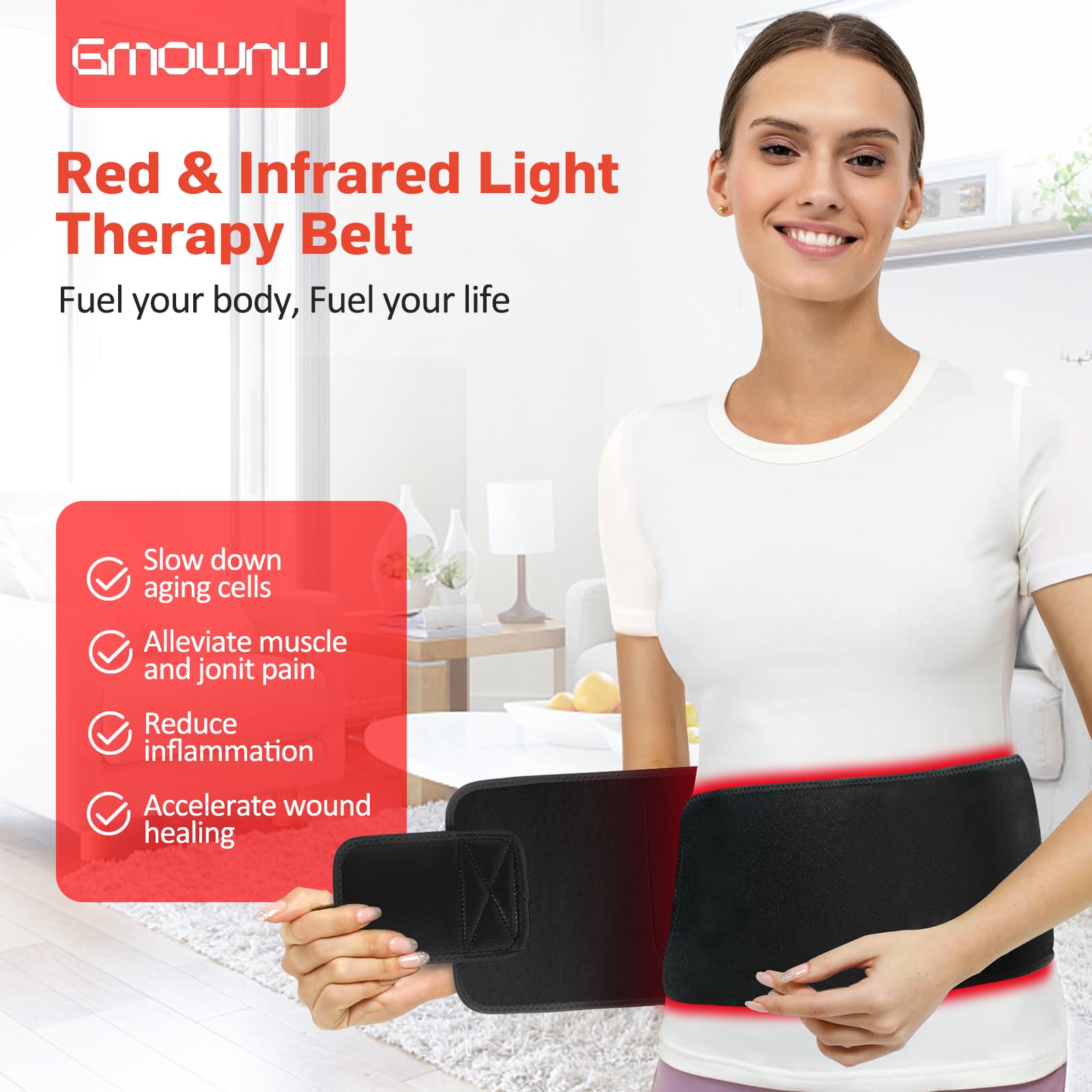 Red Light Therapy for Body, Infrared Light Therapy for Shoulder Waist Muscle Pain Relief GMOWNW