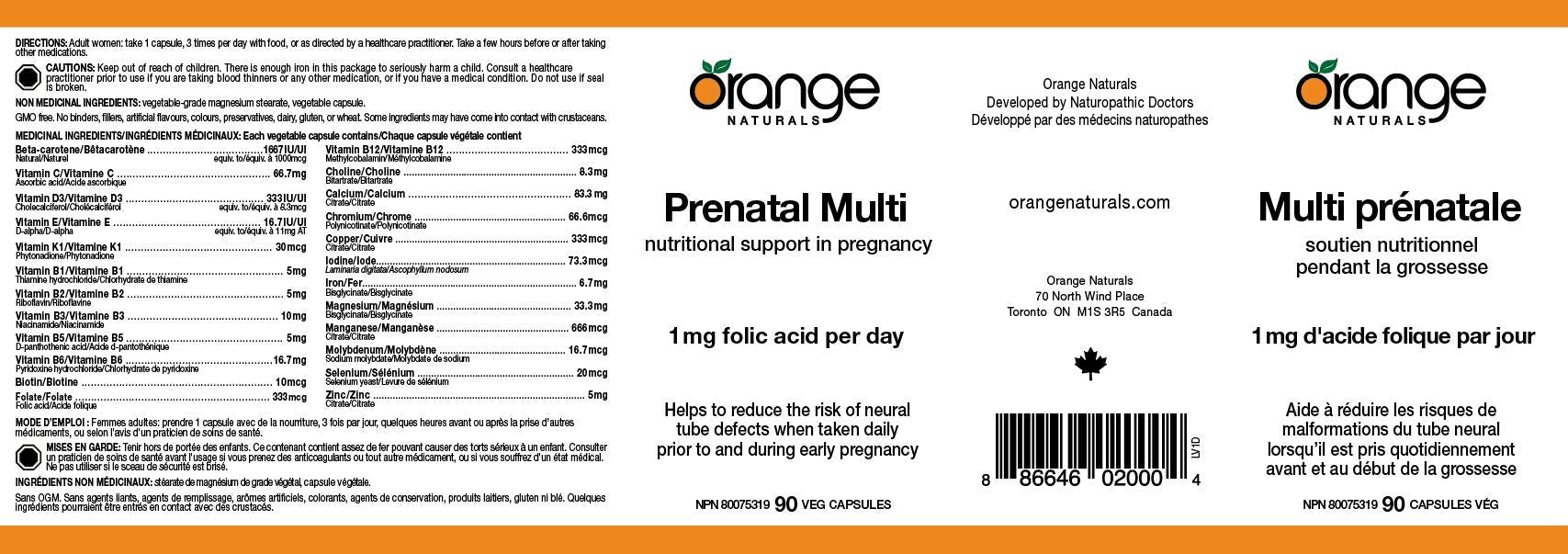 Orange Naturals Prenatal Multi Vegetable Capsules, 90 Count Orange Naturals