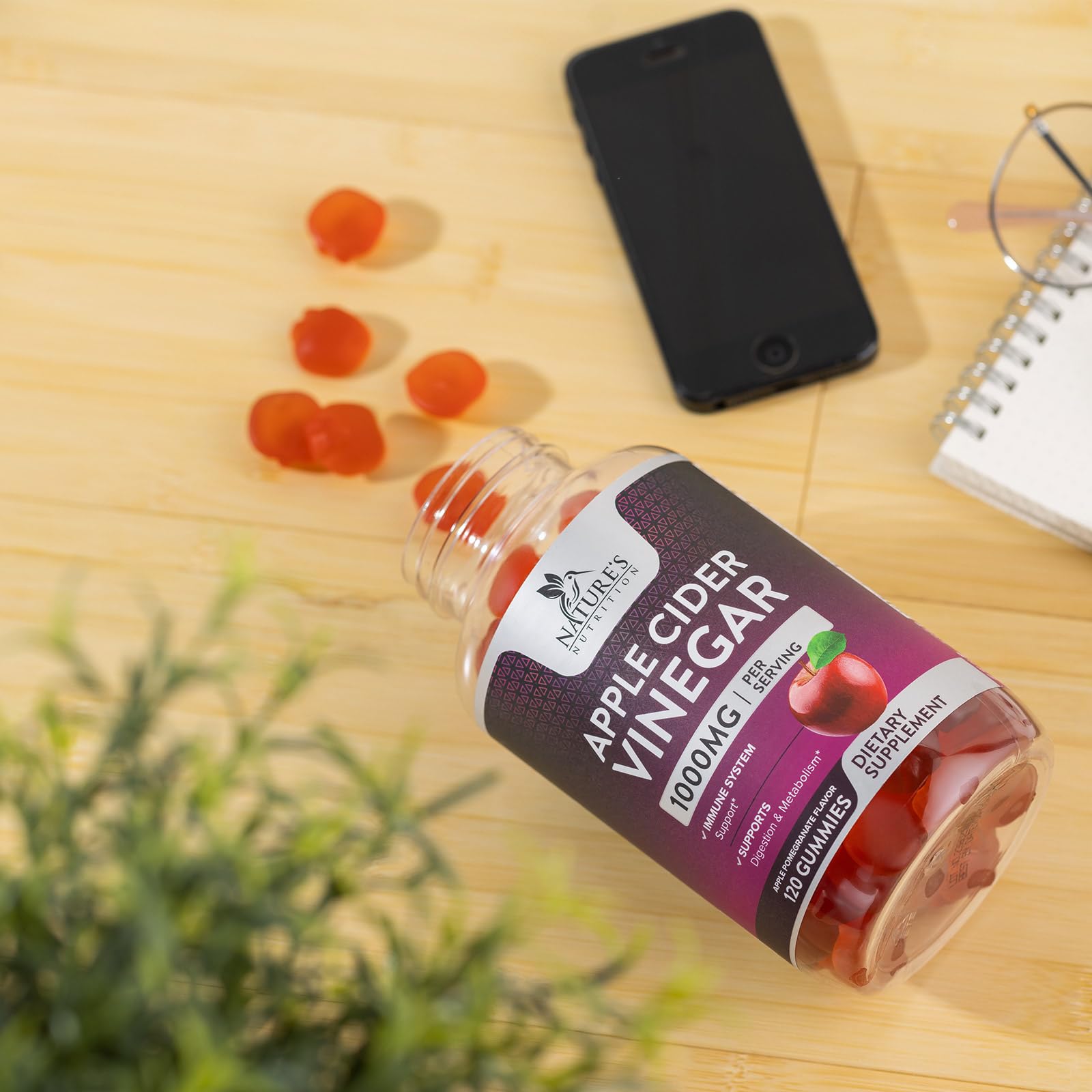 Nature's Nutrition Apple Vinegar Gummy for Weight Loss 1000mg - Vegan Apple Cider Vinegar Nature's Nutrition