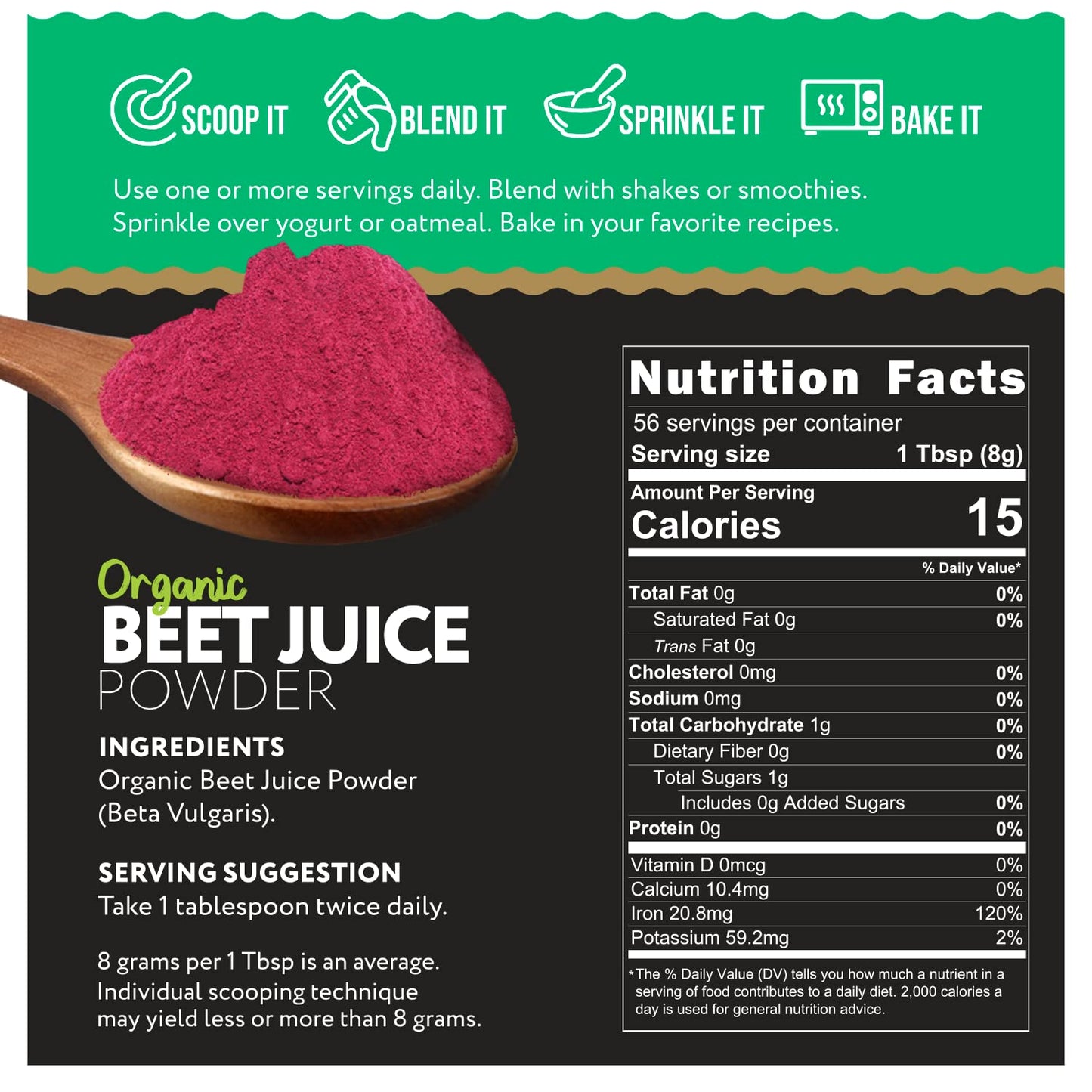 Ganic Food Organic Beet Root Juice Powder, 16 Ounces