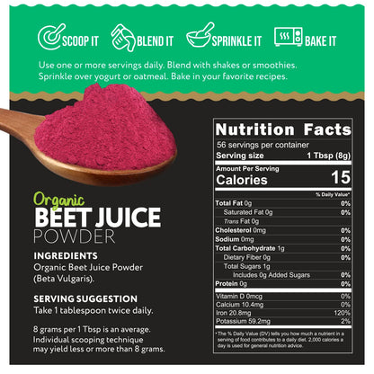 Ganic Food Organic Beet Root Juice Powder, 16 Ounces