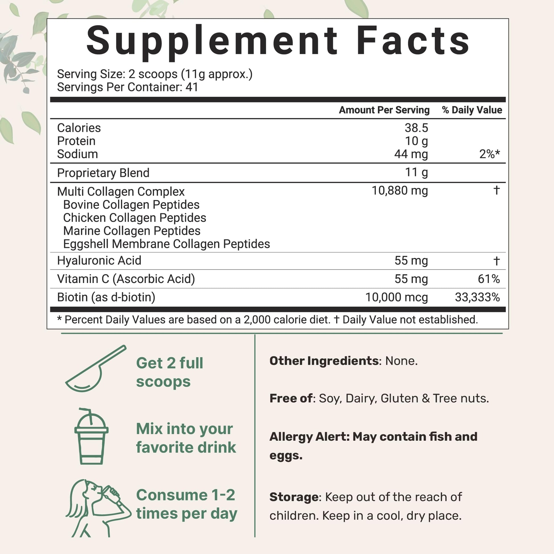 Multi Collagen Peptides Powder, 16 Oz - Hydrolyzed Protein Peptides Micro Ingredients