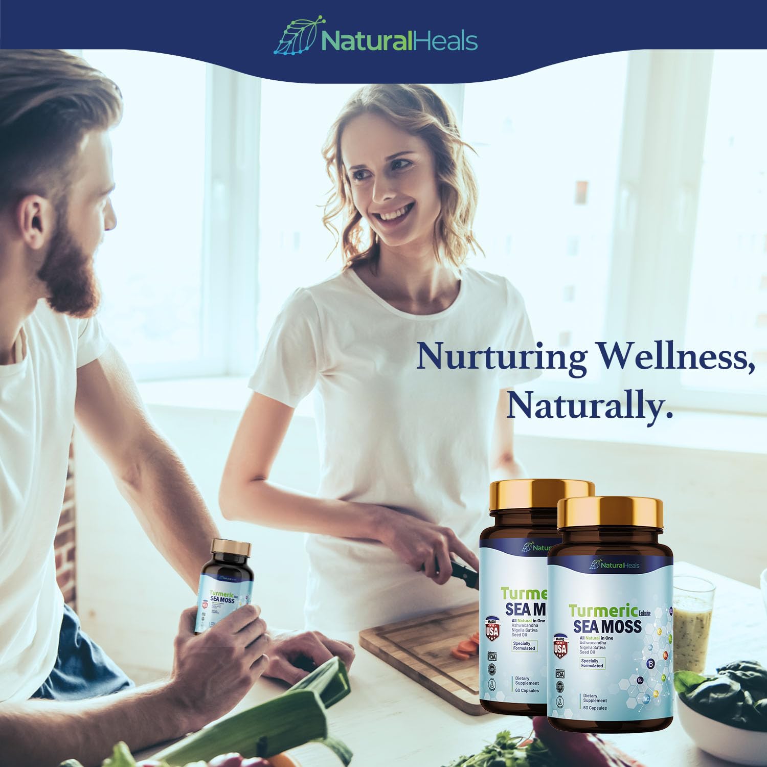 Natural Heals Sea Moss 3000mg: Black Seed Oil 2000mg Ashwagandha 1000mg Turmeric Natural Heals