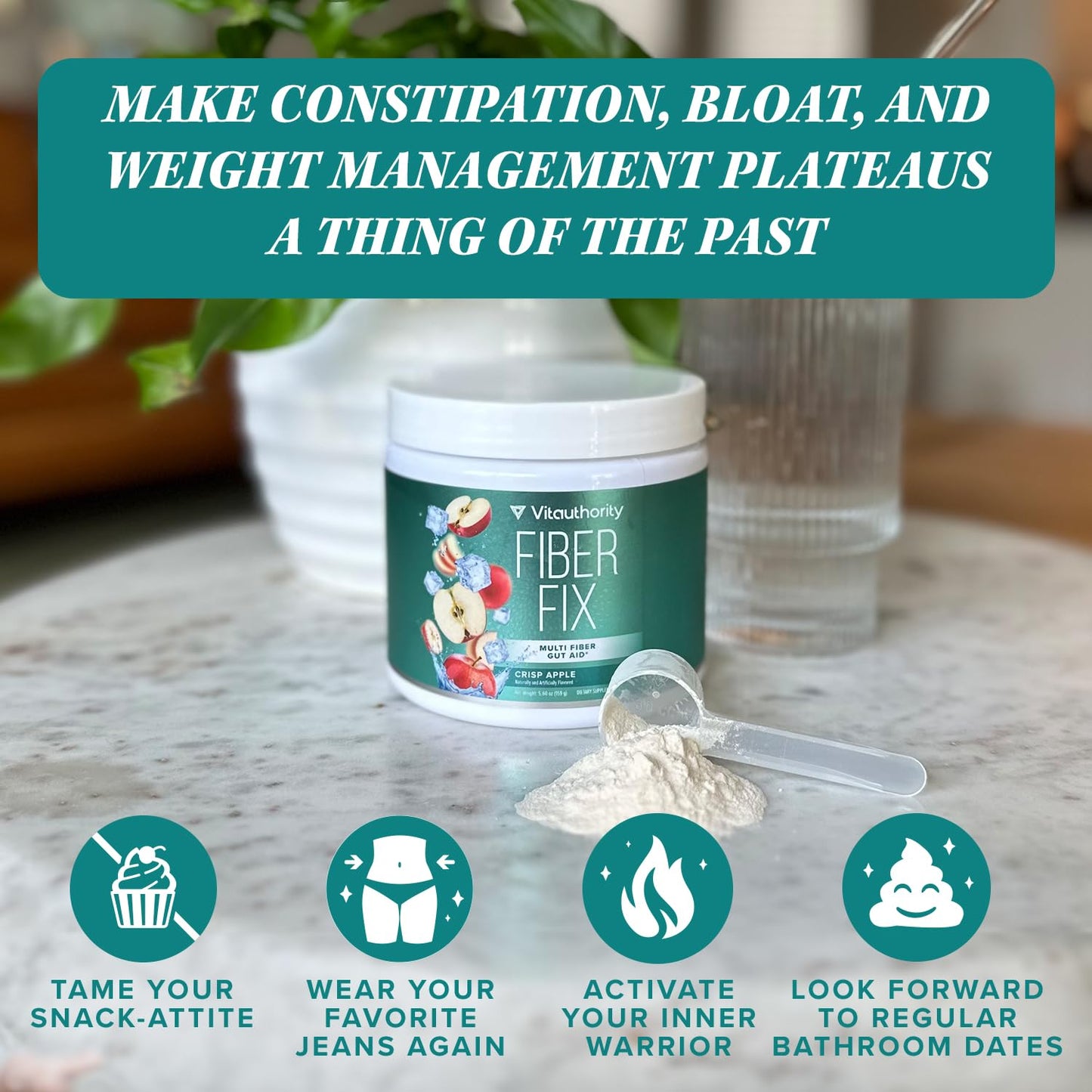 Vitauthority Prebiotic Fiber Powder Supplement - Healthy Gut Cleanse Detox for Women