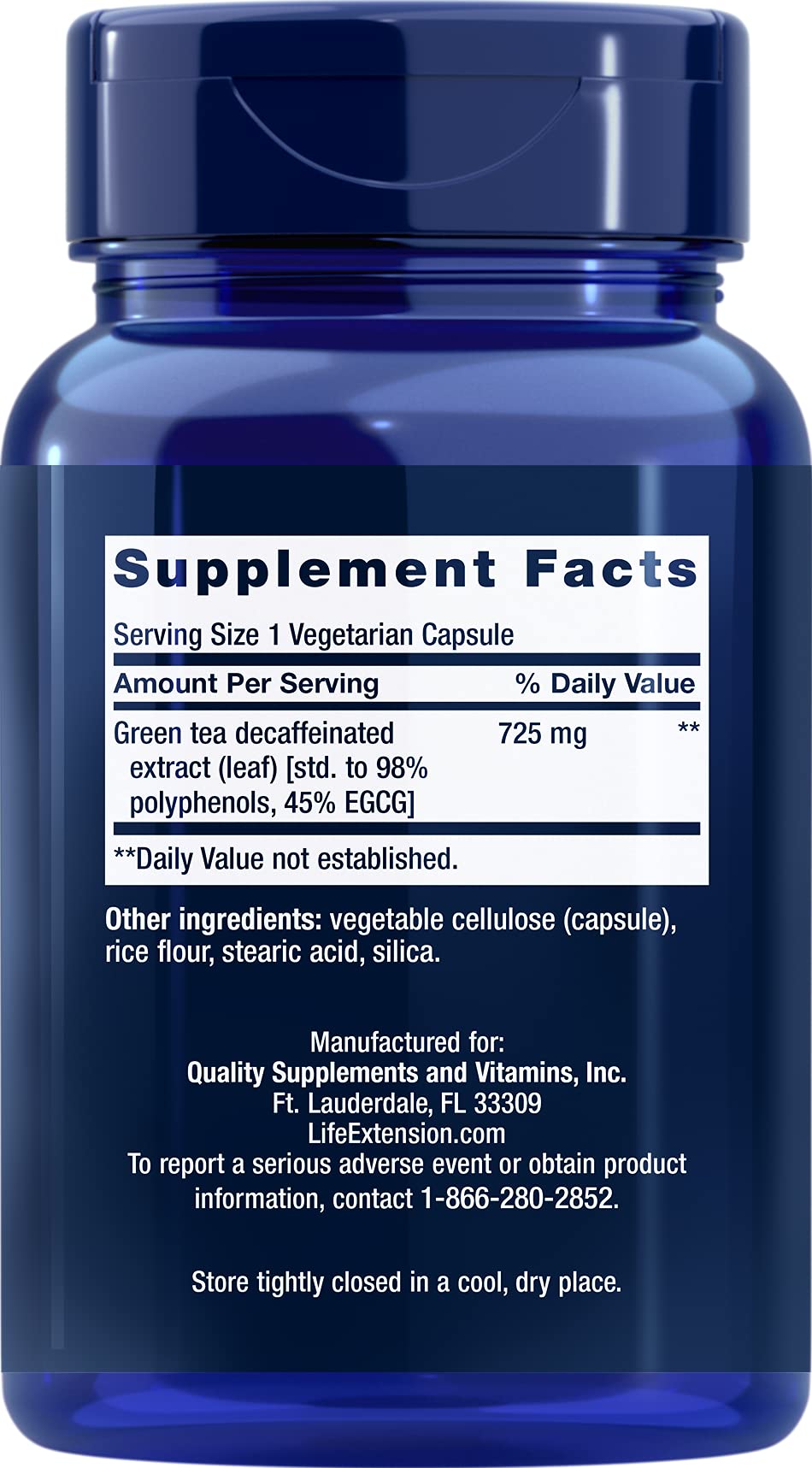 Life Extension Decaffeinated Mega Green Tea Extract – Polyphenol-Rich, Cell Health