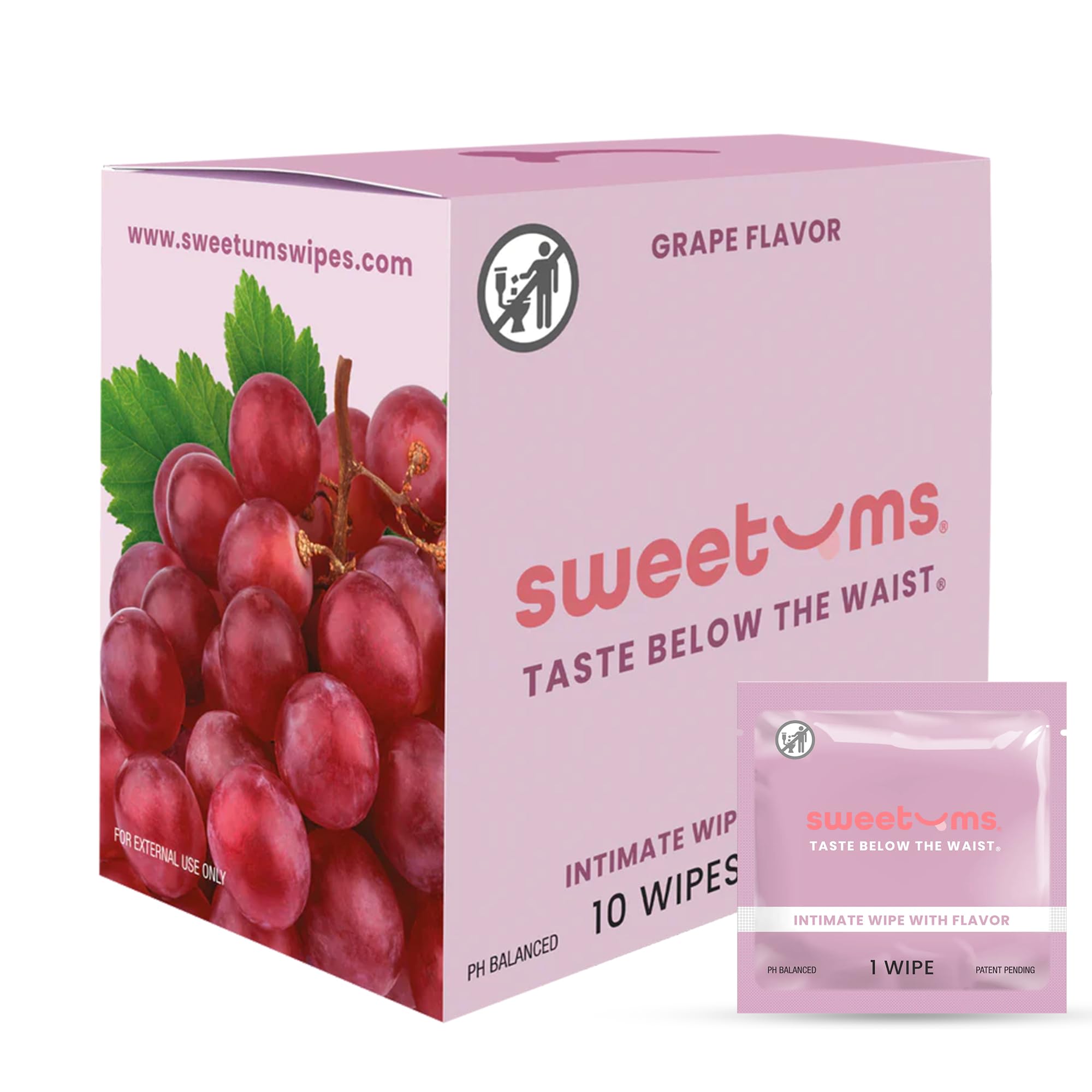 Sweetums Feminine Wipes For Women, Individually Wrapped - pH Balanced Flavored Intimate Wipes