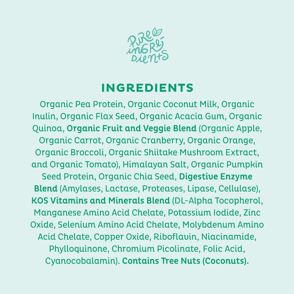 KOS Vegan Protein Powder, Unflavored & Unsweetened - Low Carb Pea Protein Blend