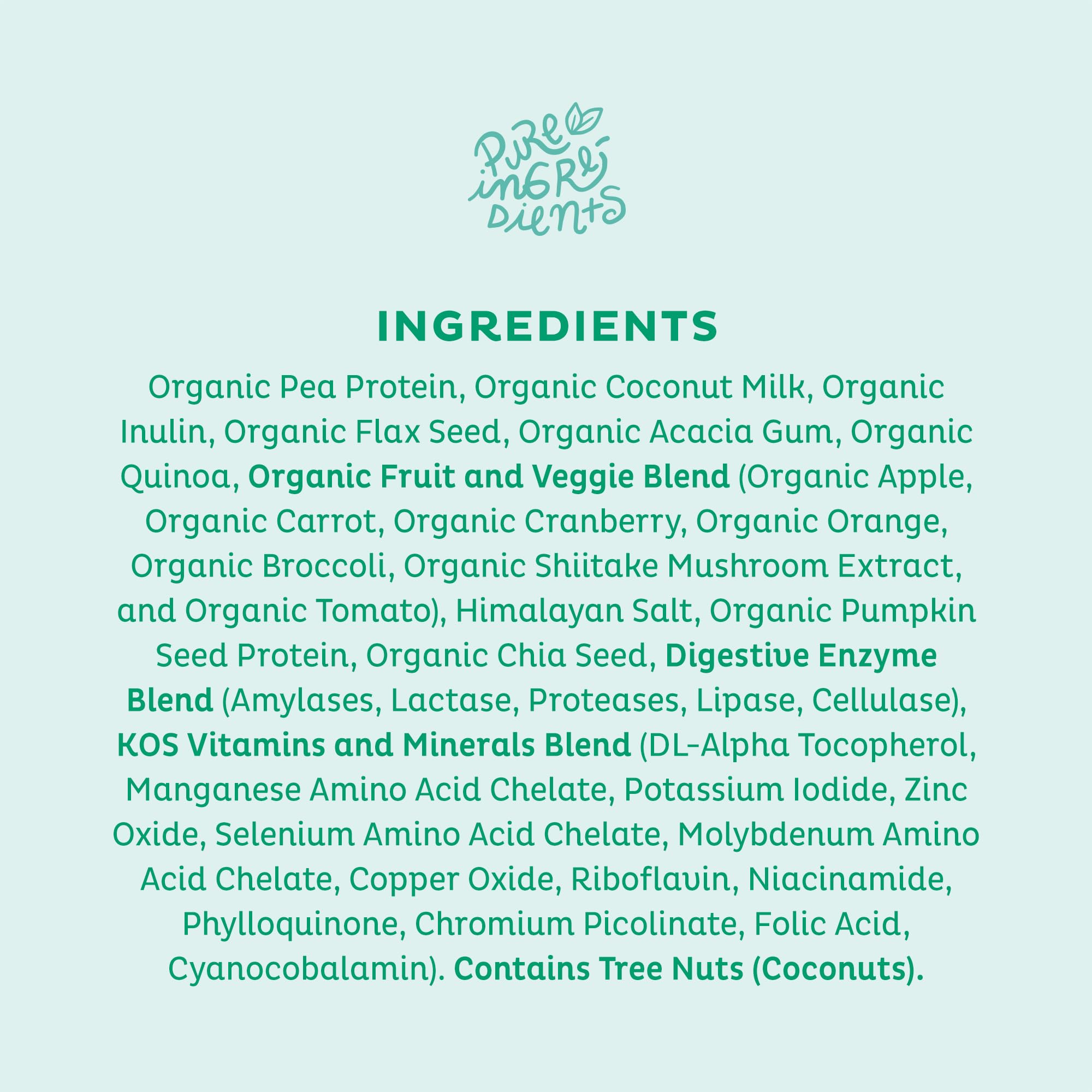 KOS Vegan Protein Powder, Unflavored & Unsweetened - Low Carb Pea Protein Blend