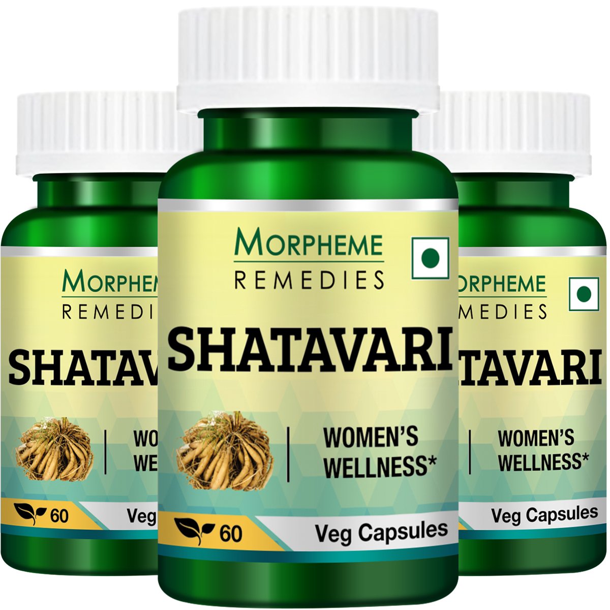 Morpheme Shatavari (Asparagus Racemous) 500mg Extract 60 Veg Caps - 3 Bottles