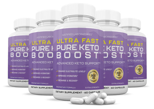 (5 Pack) Ultra Fast Pure Keto Boost Pills 1275MG New & Improved Formula Contains Apple 