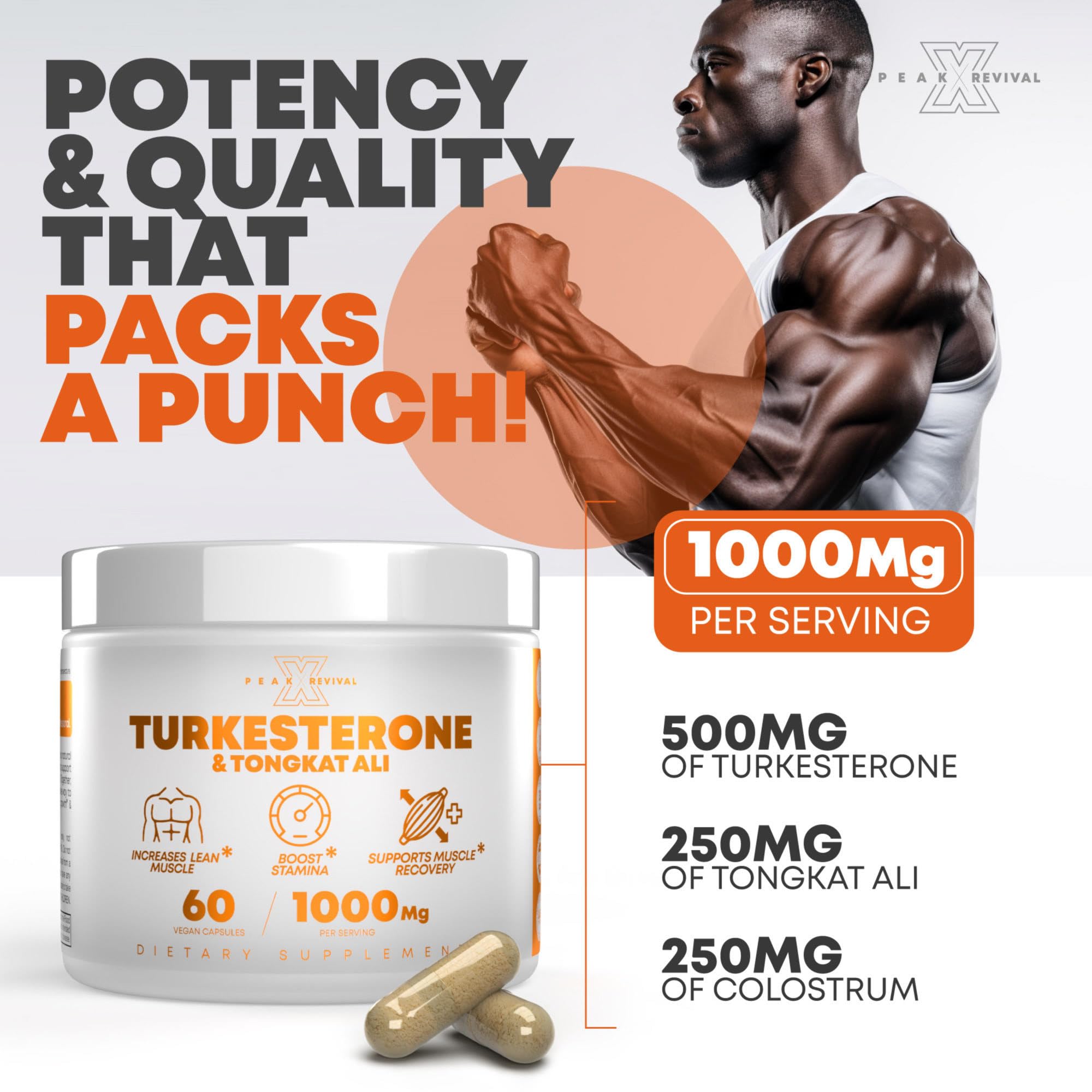 Peak Revival-X Turkesterone & Tongkat Ali 1000mg Supplement - 500mg